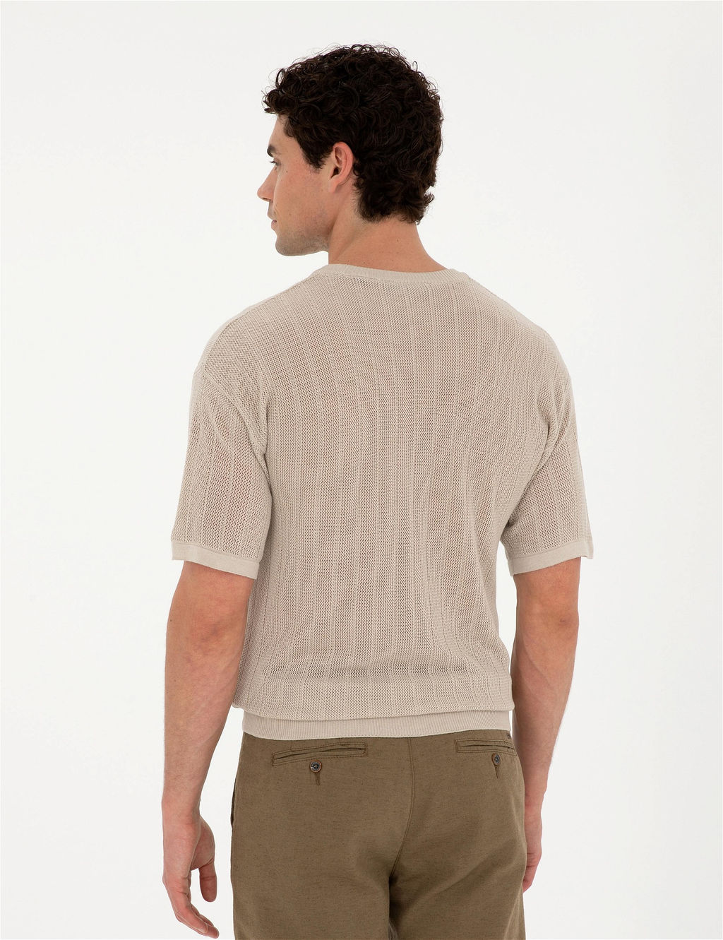 Bej Comfort Fit Bisiklet Yaka Triko Ti__rt - Pierre cardin фото 5