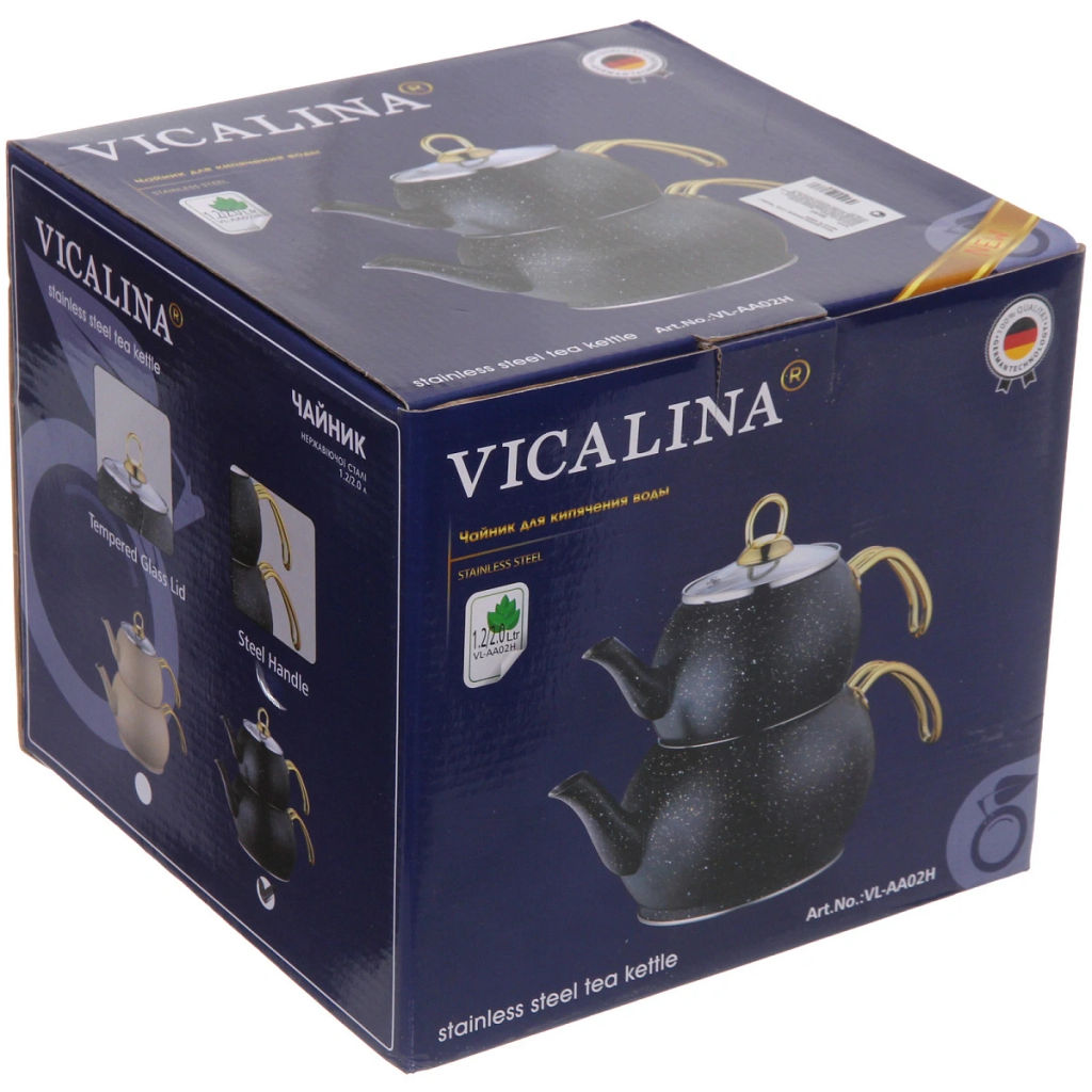 Чайник двойной турецкий 1,2+2л "Vicalina" черный VL-AA02H