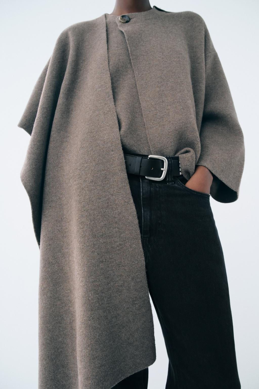 SHORT KNITTED COAT WITH SCARF - Zara фото 16