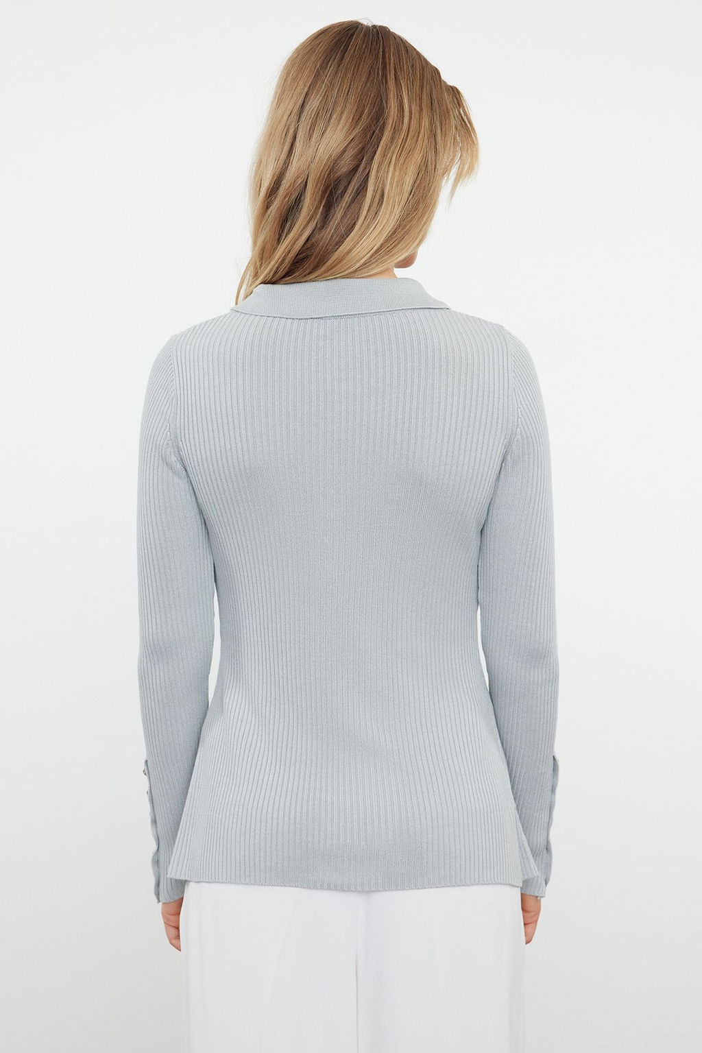 Gri Dugme Detayl? Ince Triko Kazak TWOAW25KZ00083 - Trendyolmilla фото 5