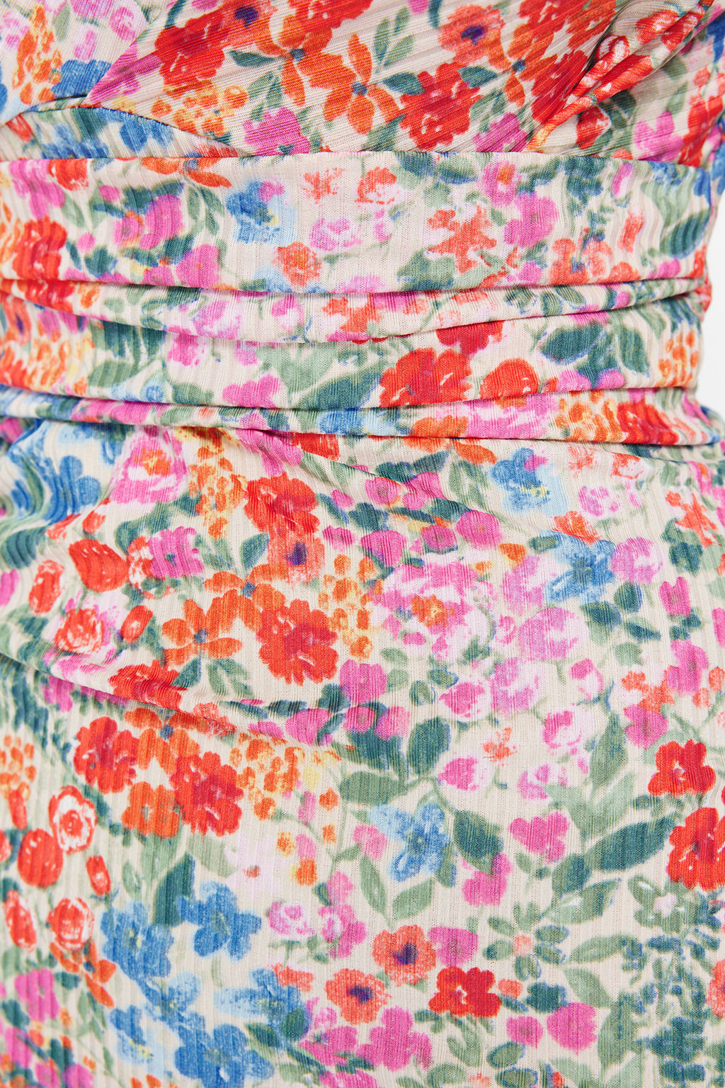 Cok Renkli Vucuda Oturan Tek Omuz Asimetrik Buzgu Detayl? Orme Midi Kalem Elbise TWOSS23EL02182