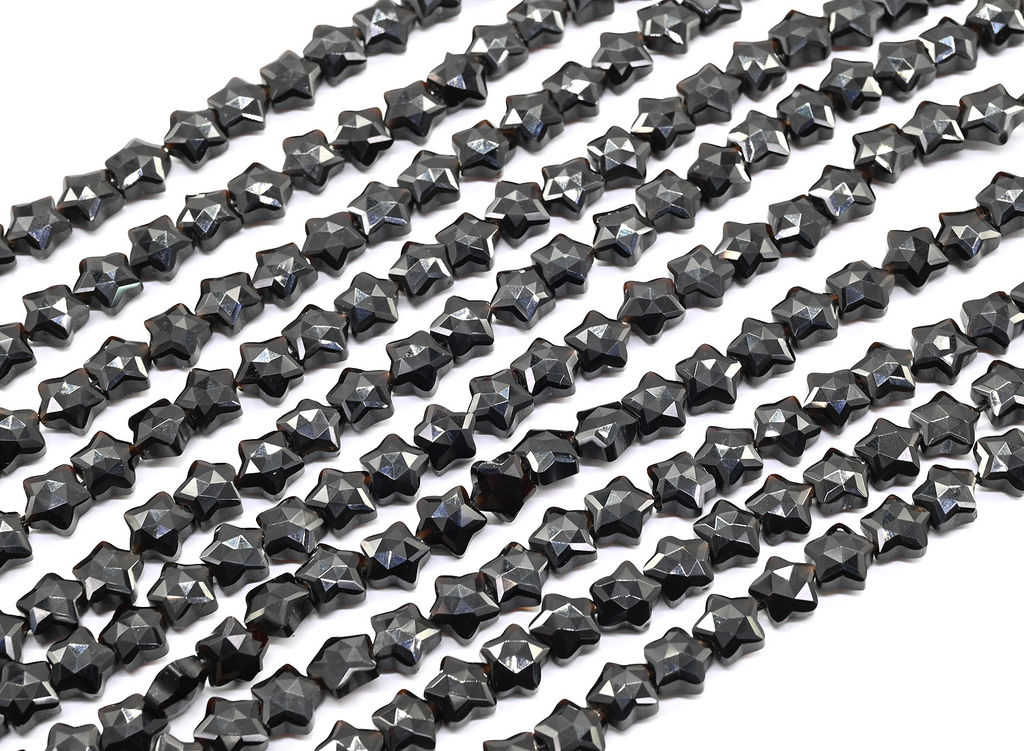 Бусины для рукоделия Звезды из обсидиана 8*8мм с гранями, 37см, 50 бусин Радуга камня