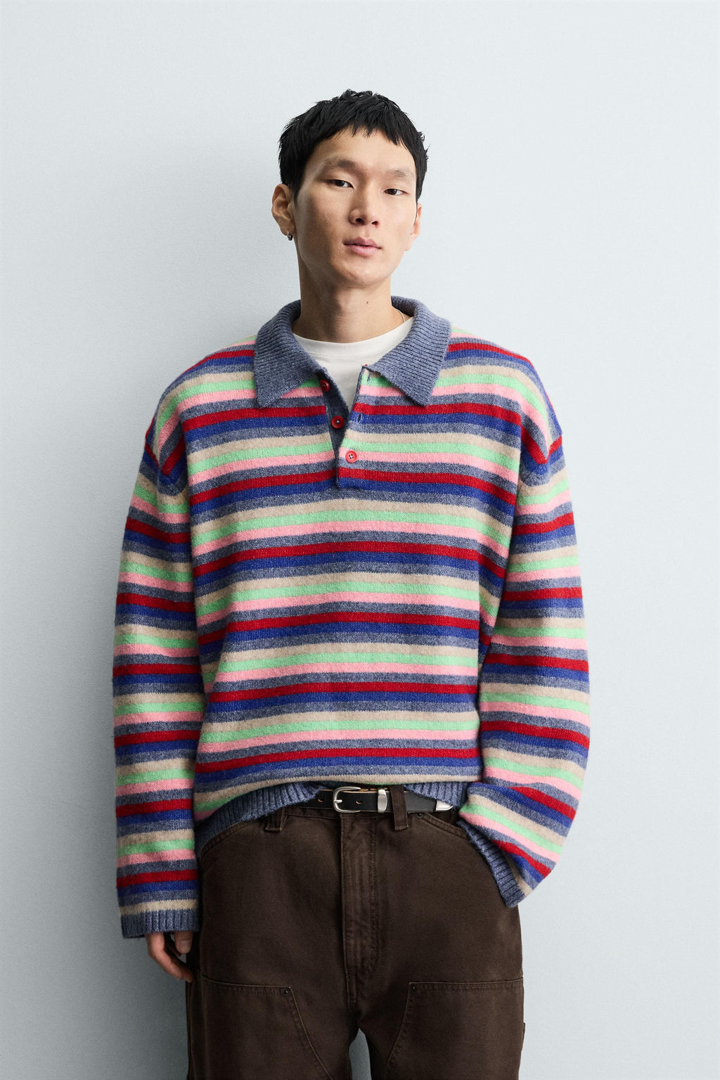STRIPED JACQUARD KNIT POLO SHIRT - Zara фото 2