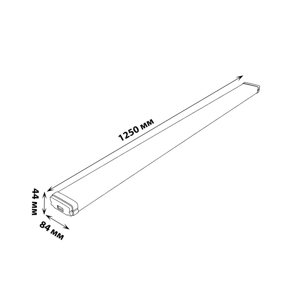 ULO-K21A 40W/5000K/L125/K IP65 WHITE Светильник линейный светодиодный подвесной. Белый свет (5000K). 4400Лм. 1250х84х44мм. Корпус белый. TM Uniel
