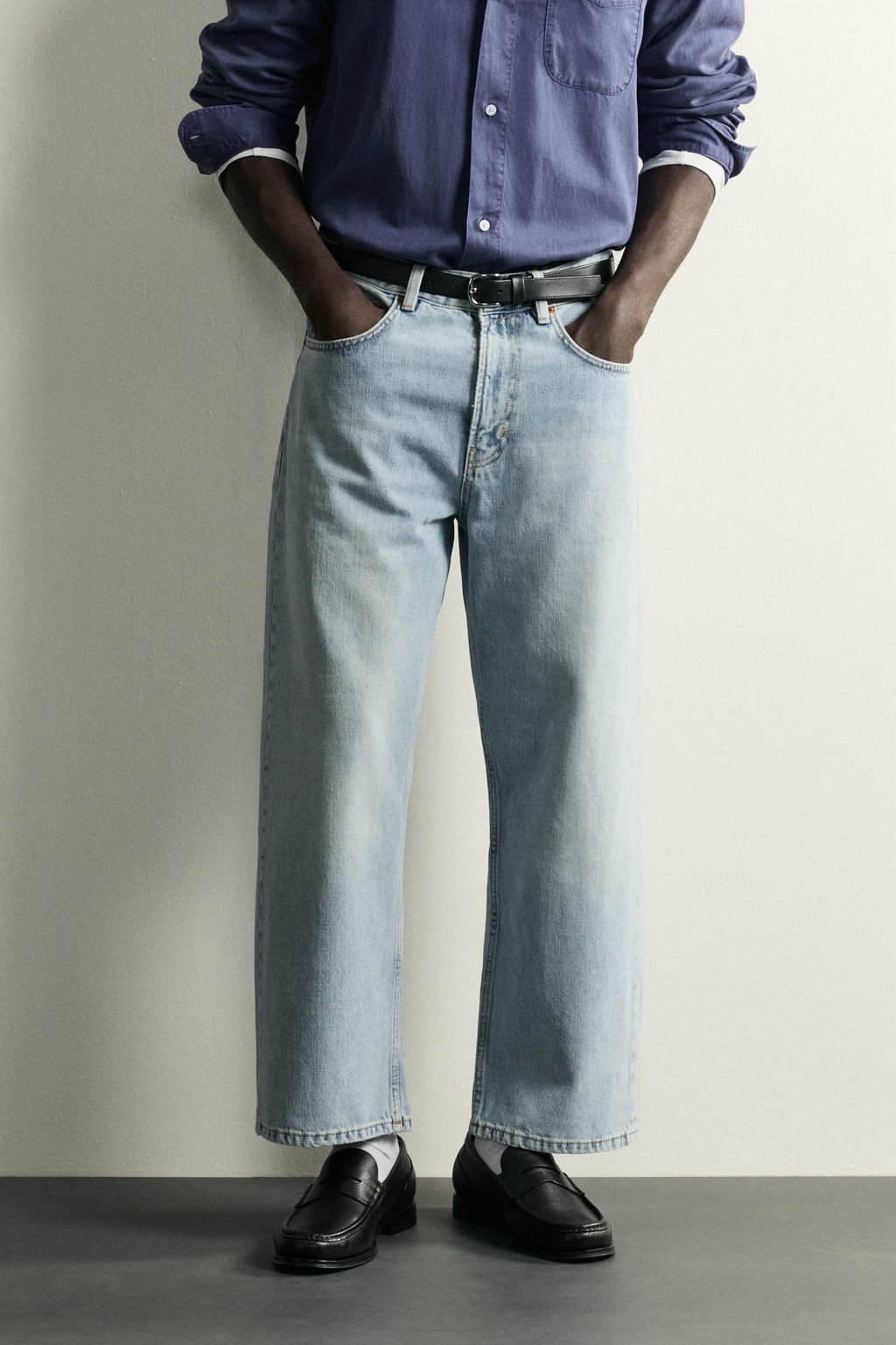JEANS LOOSE CROPPED FIT / Azul medio - Zara фото 2