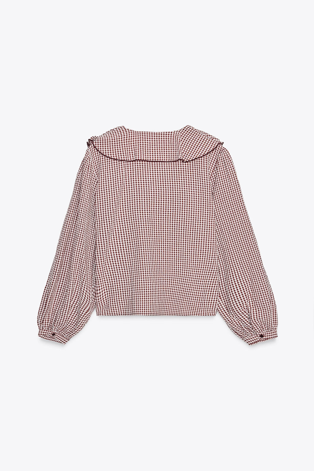 GINGHAM CHECK RUFFLED BLOUSE - Zara фото 11