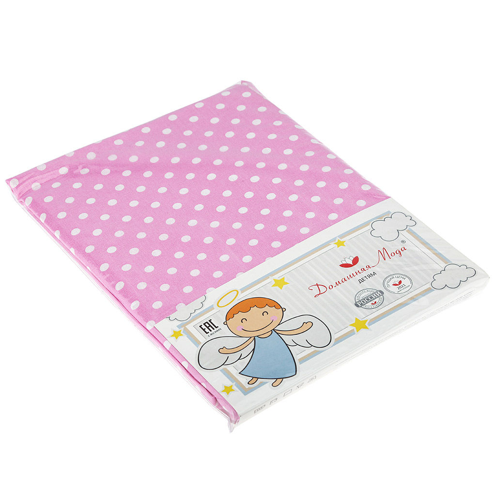 Простыня на резинке односпальная Горошек 7/1 розовый 90х200см, свесы 27см, бязь Комфорт 121г/м2, хлопок 100%, упаковка классическая ПВХ 28х41см, Домашняя мода (Россия)  фото 2