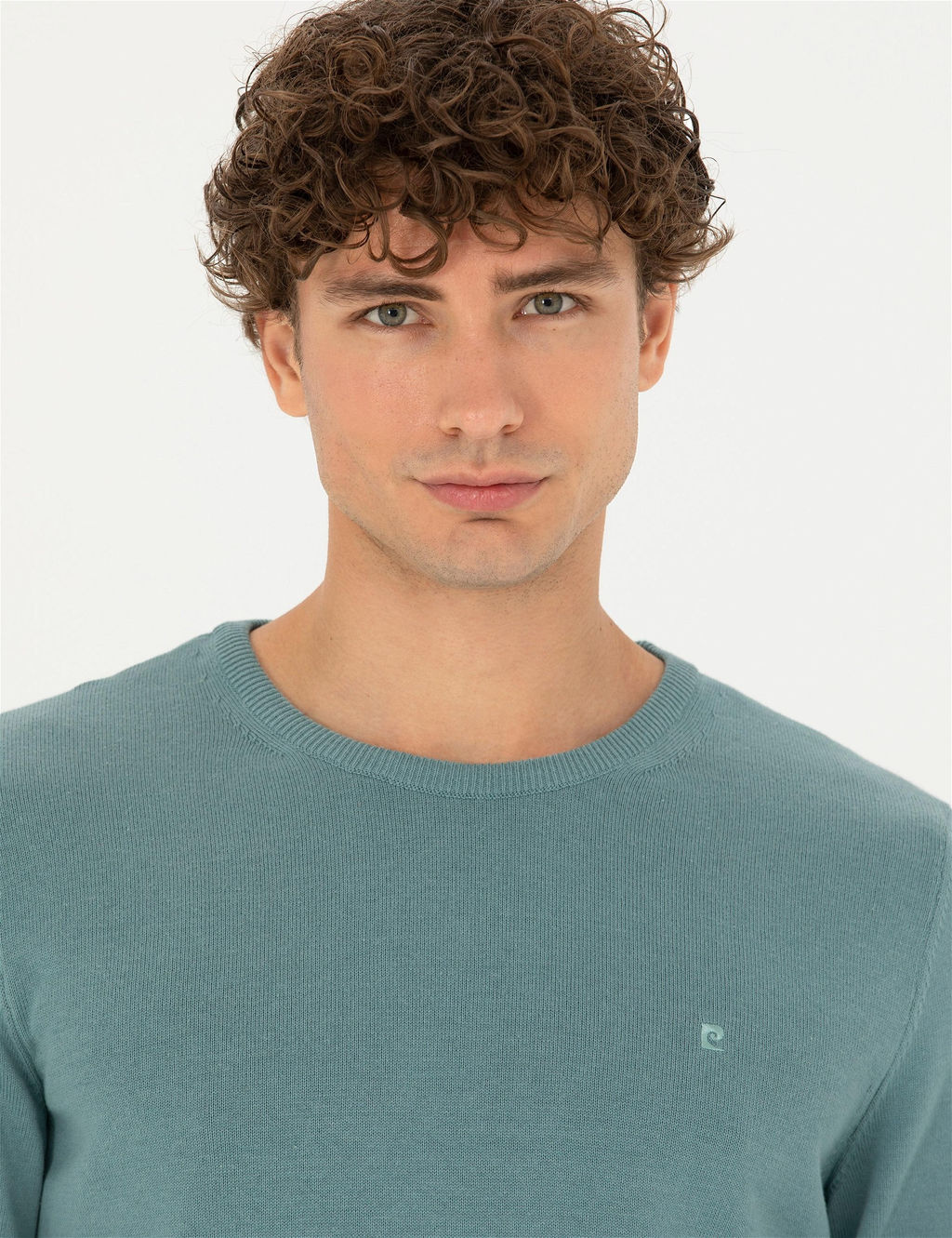 Koyu Mint Slim Fit Bisiklet Yaka Basic Triko Kazak - Pierre cardin фото 2