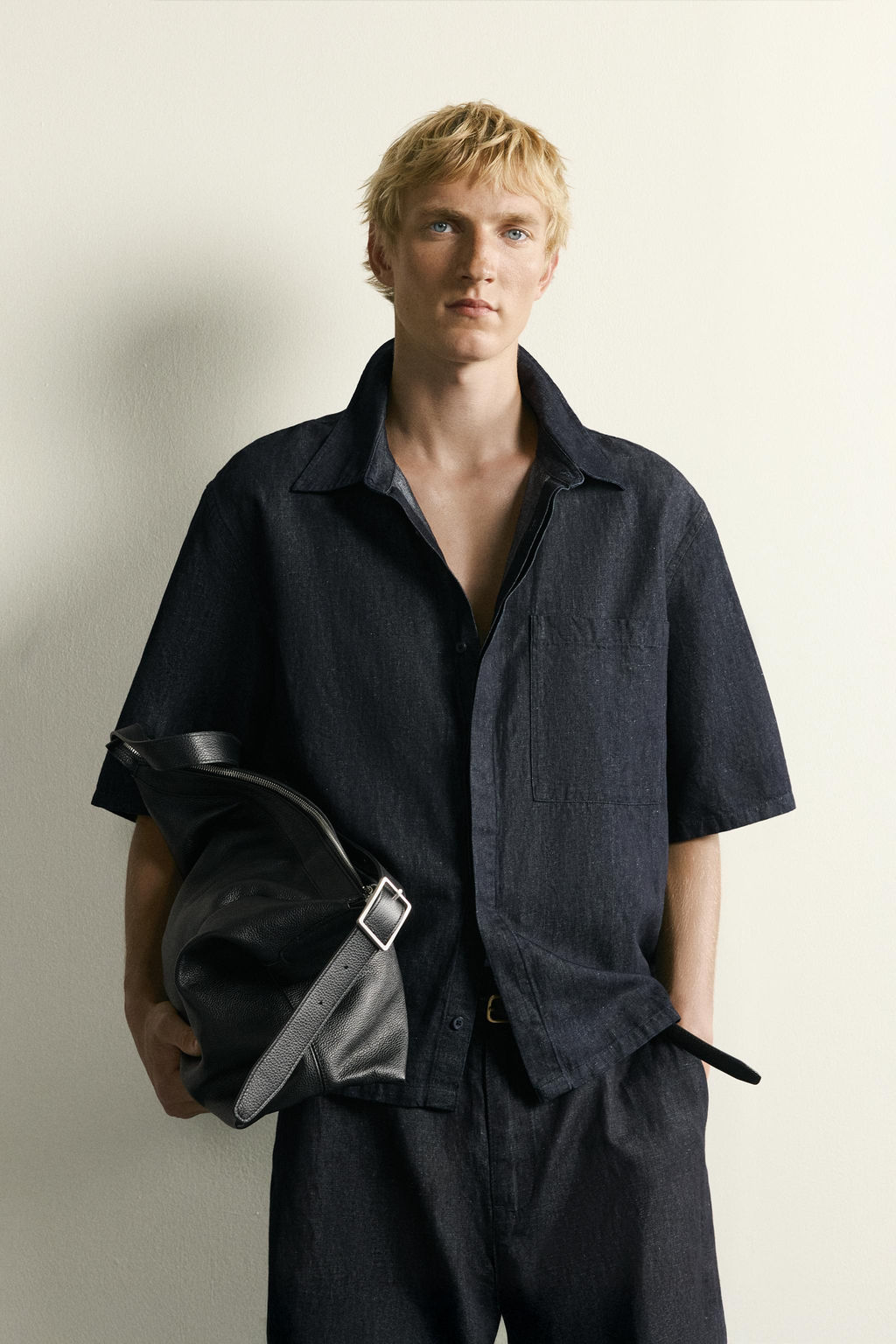 CAMISA DENIM BOXY FIT ALGOD?N - LINO / ?ndigo - Zara фото 2