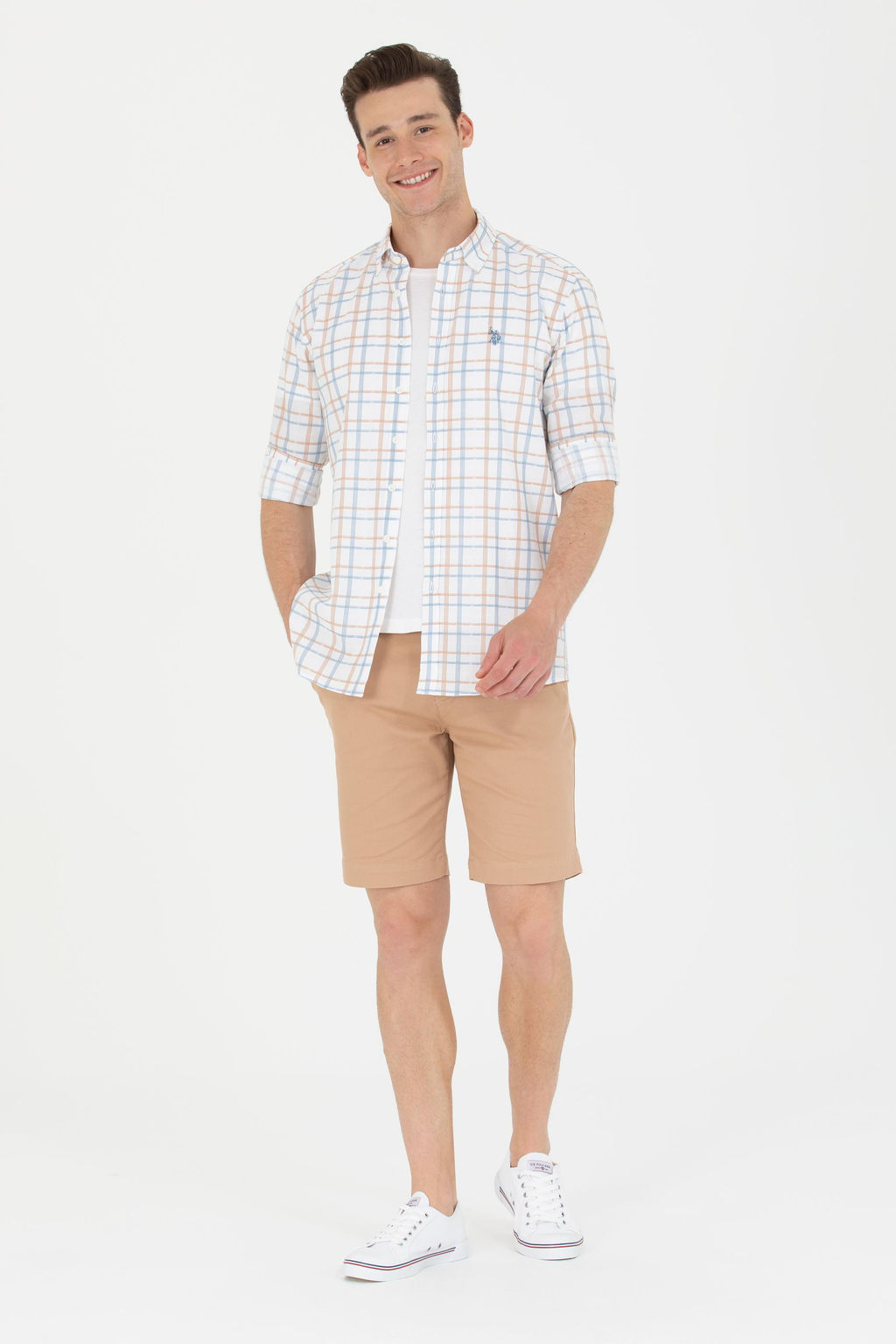 U. S. Polo Assn Мужская рубашка в клетку цвета экрю - U.s. polo assn фото 4