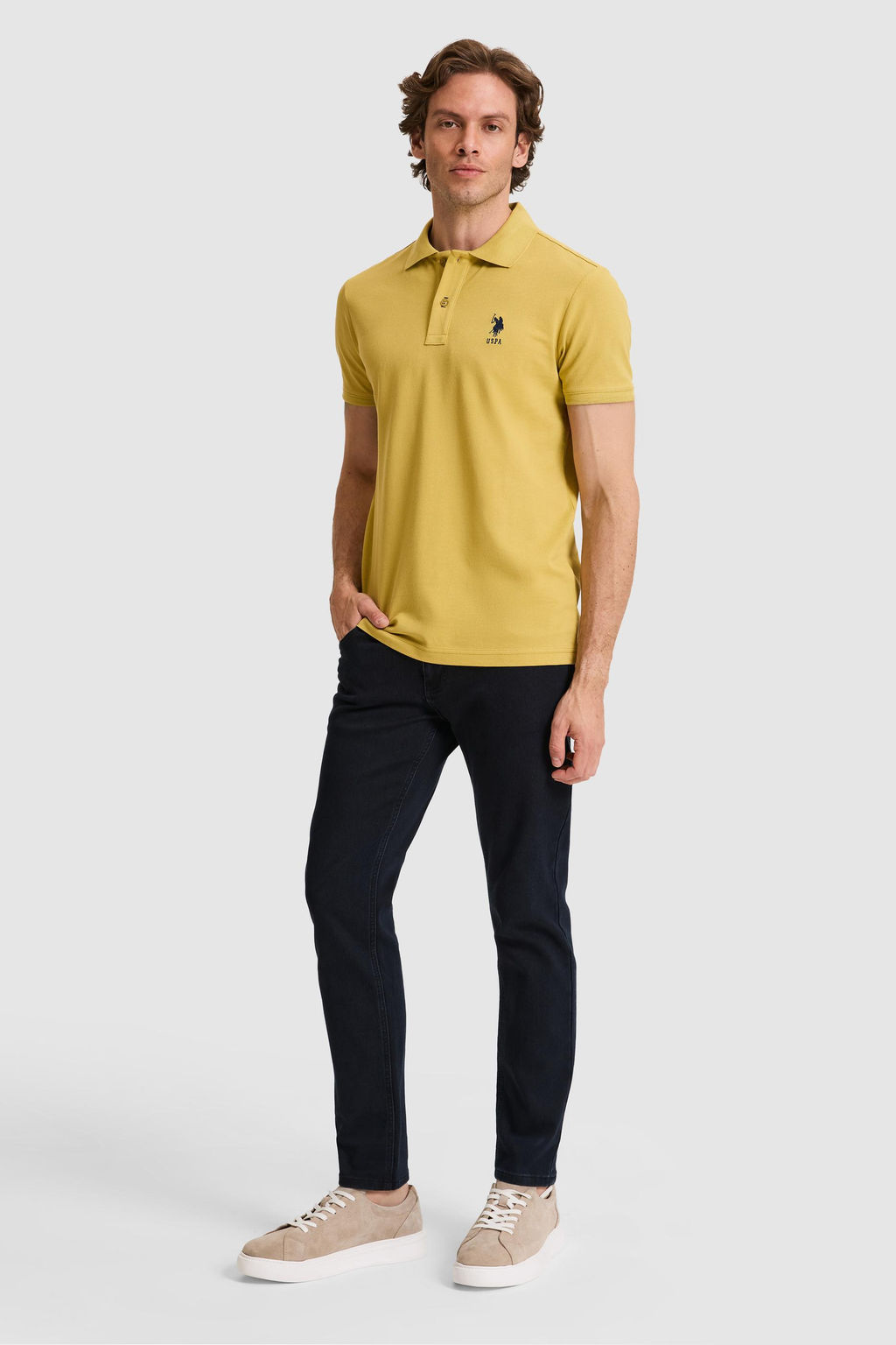 Erkek Slim Fit Polo Yaka Ye_il Basic Ti__rt - U.s. polo assn фото 4