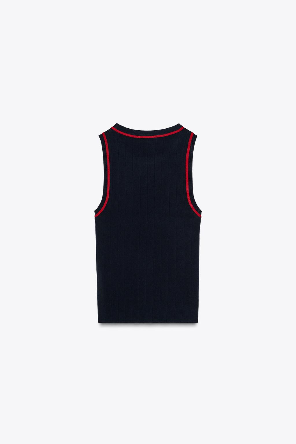 CONTRAST STITCH SLEEVELESS KNIT TOP - Zara фото 6