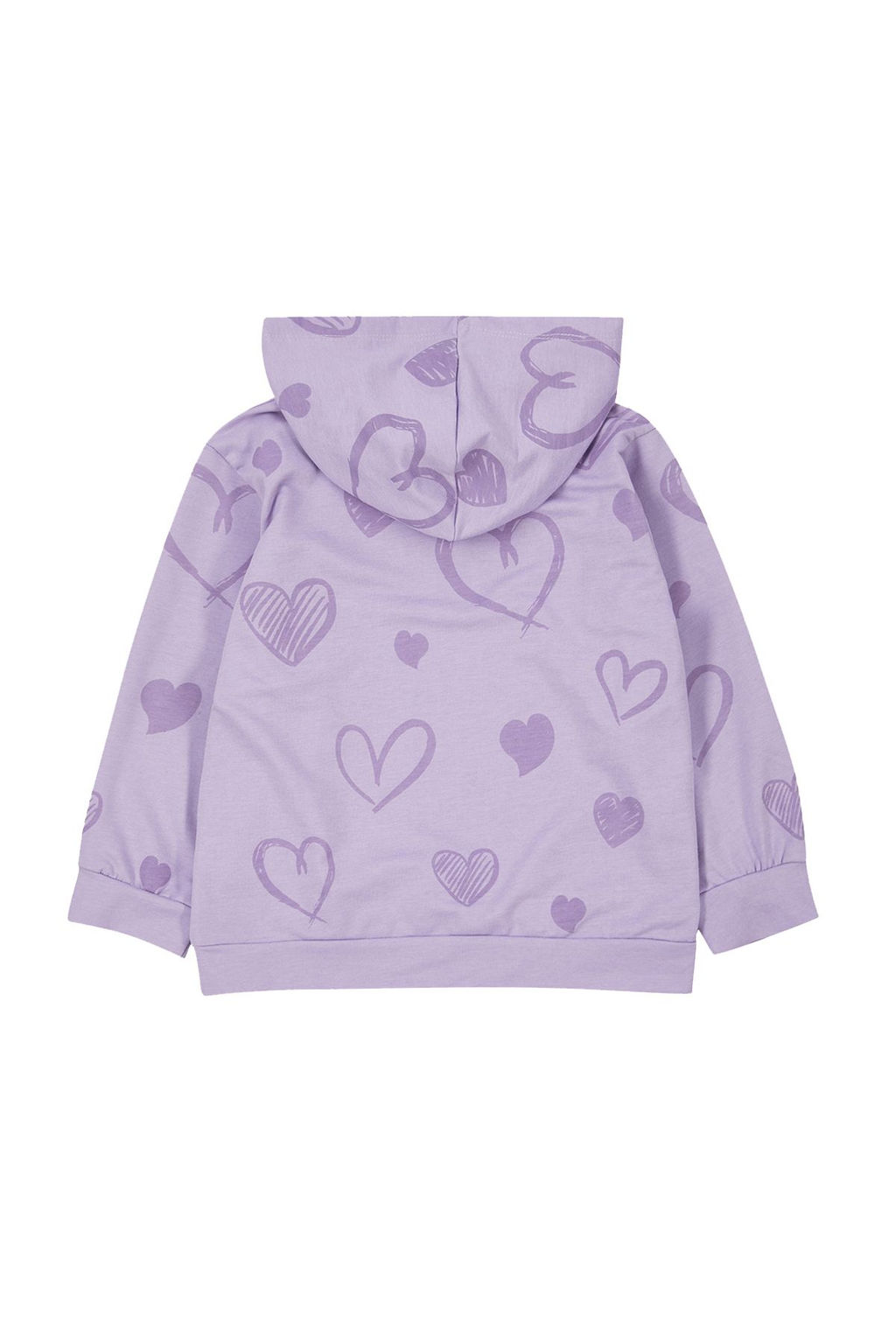 Pembe K?z Cocuk Mevsimlik-Ince Kalp Desenli Pamuklu Kapusonlu Orme Sweatshirt TKDAW25SW00002 - Trendyolmilla фото 8