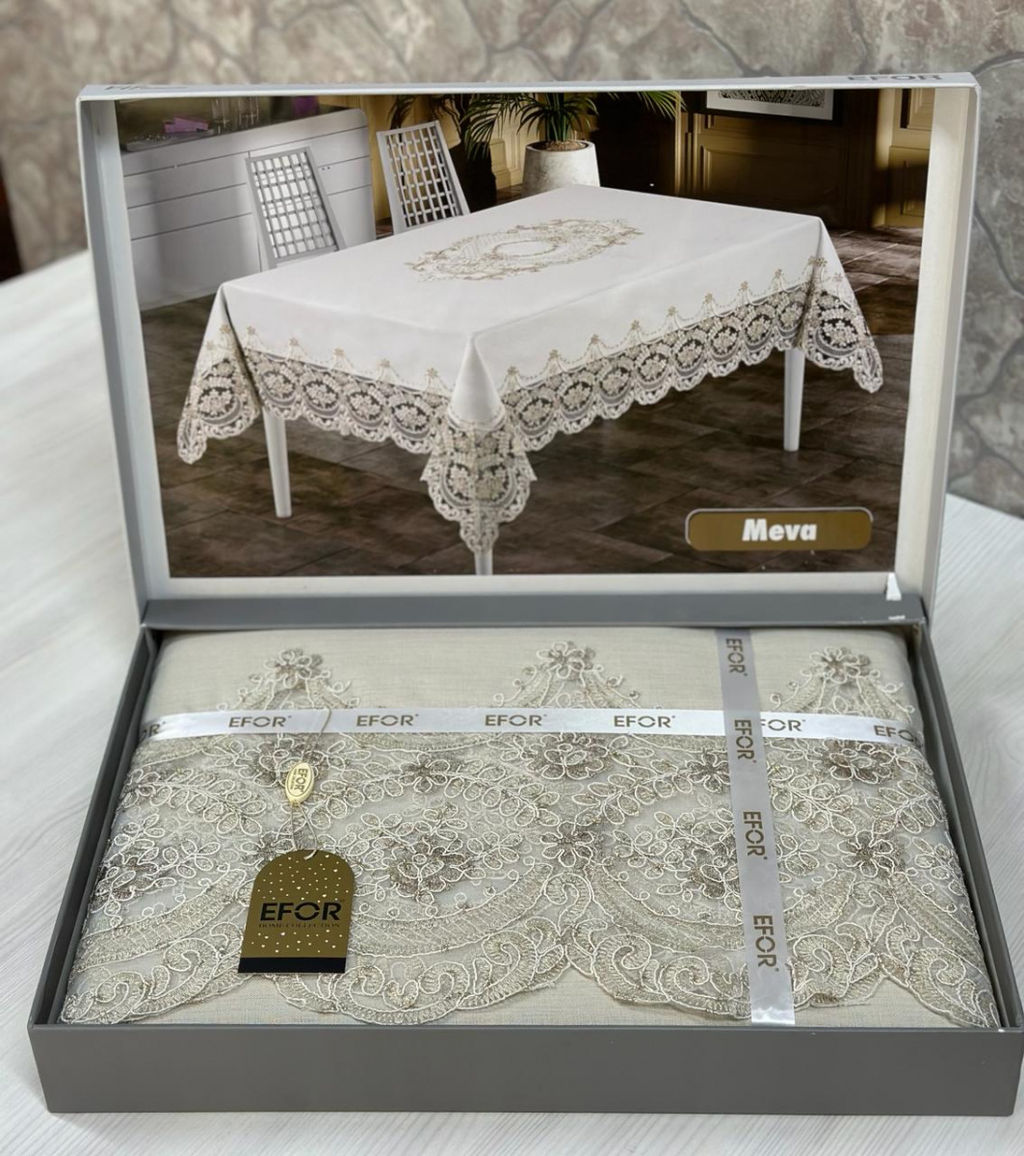Скатерть EFOR MEVA GARDENYA 160*220 прямоугольная капучино S. KAHVE