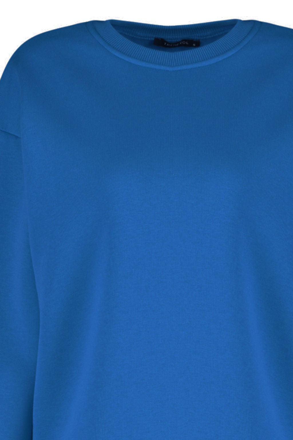 Saks Oversize/Rahat Kesim Basic Bisiklet Yaka Kal?n/Ici polarl? Orme Sweatshirt TWOAW24SW00102