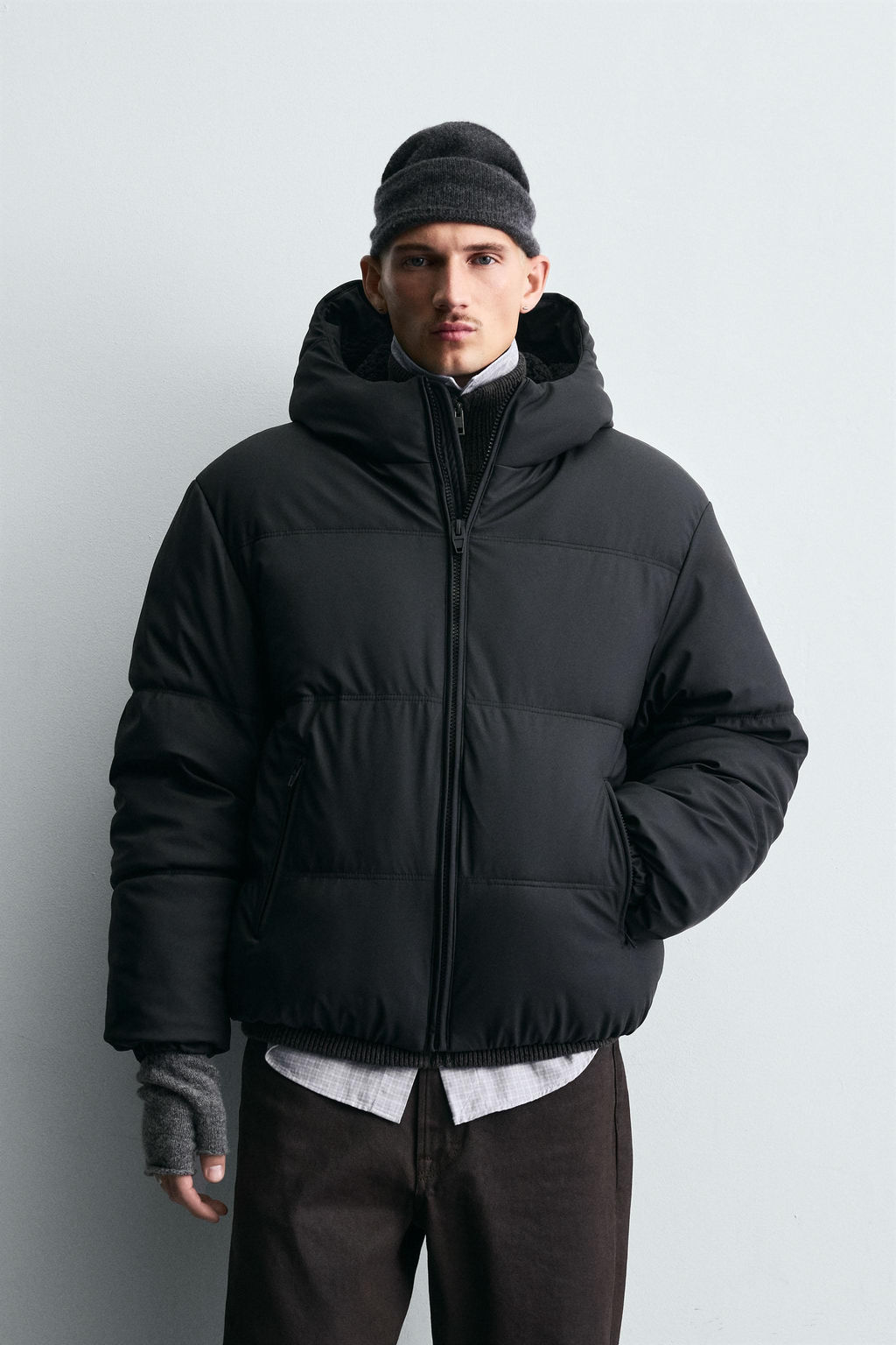 RUBBERISED CONTRAST PUFFER JACKET