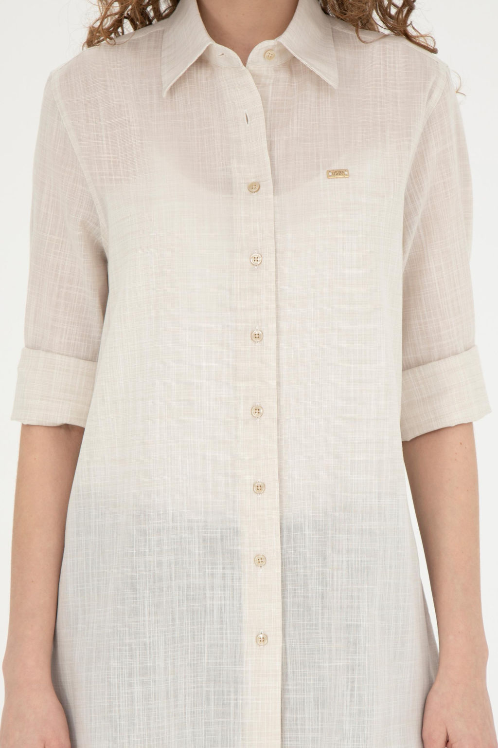 Женская рубашка цвета хаки с длинным рукавом светлого цвета - U.s. polo assn фото 13