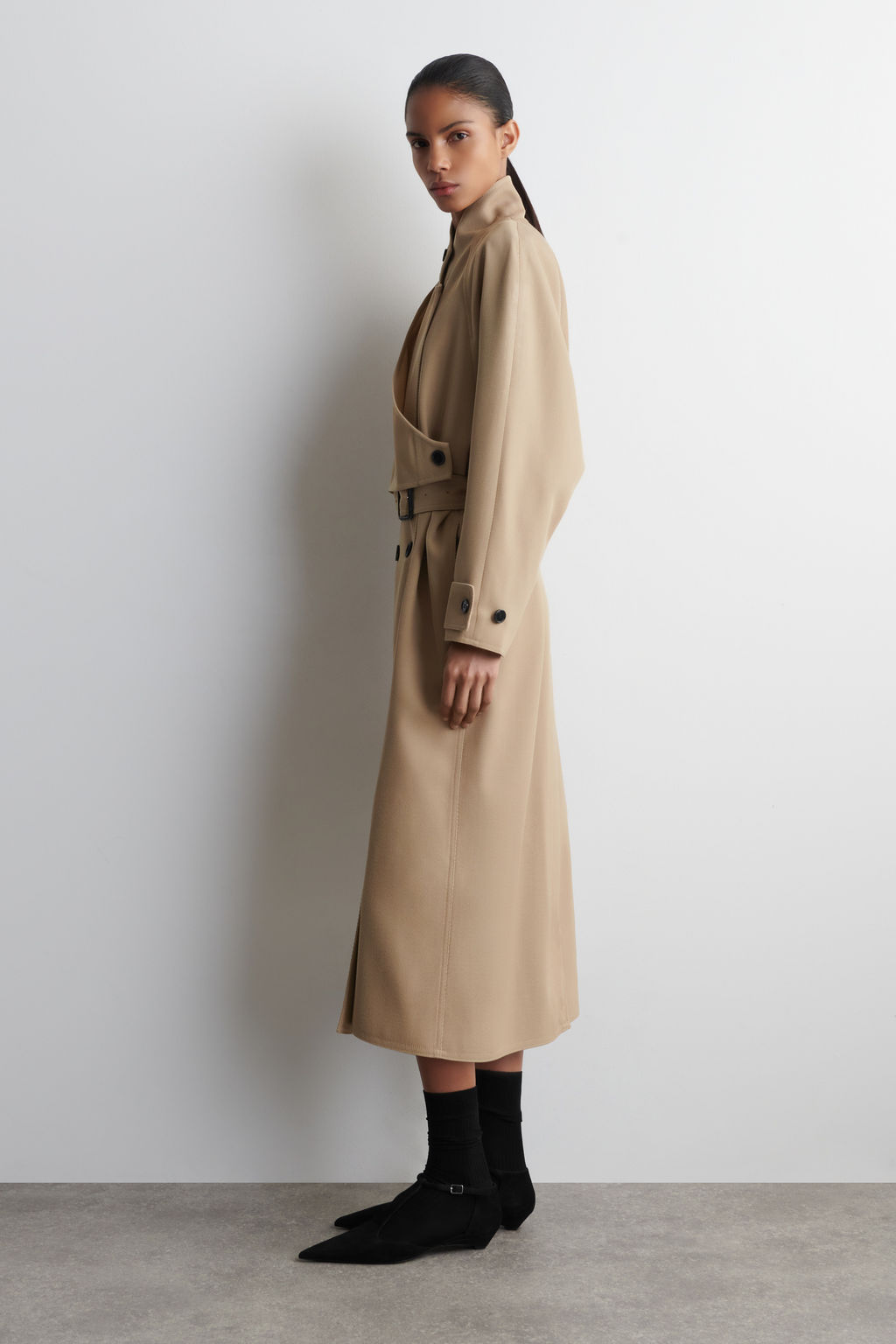 GABARDINA DE TWILL DE LANA CRUZADA