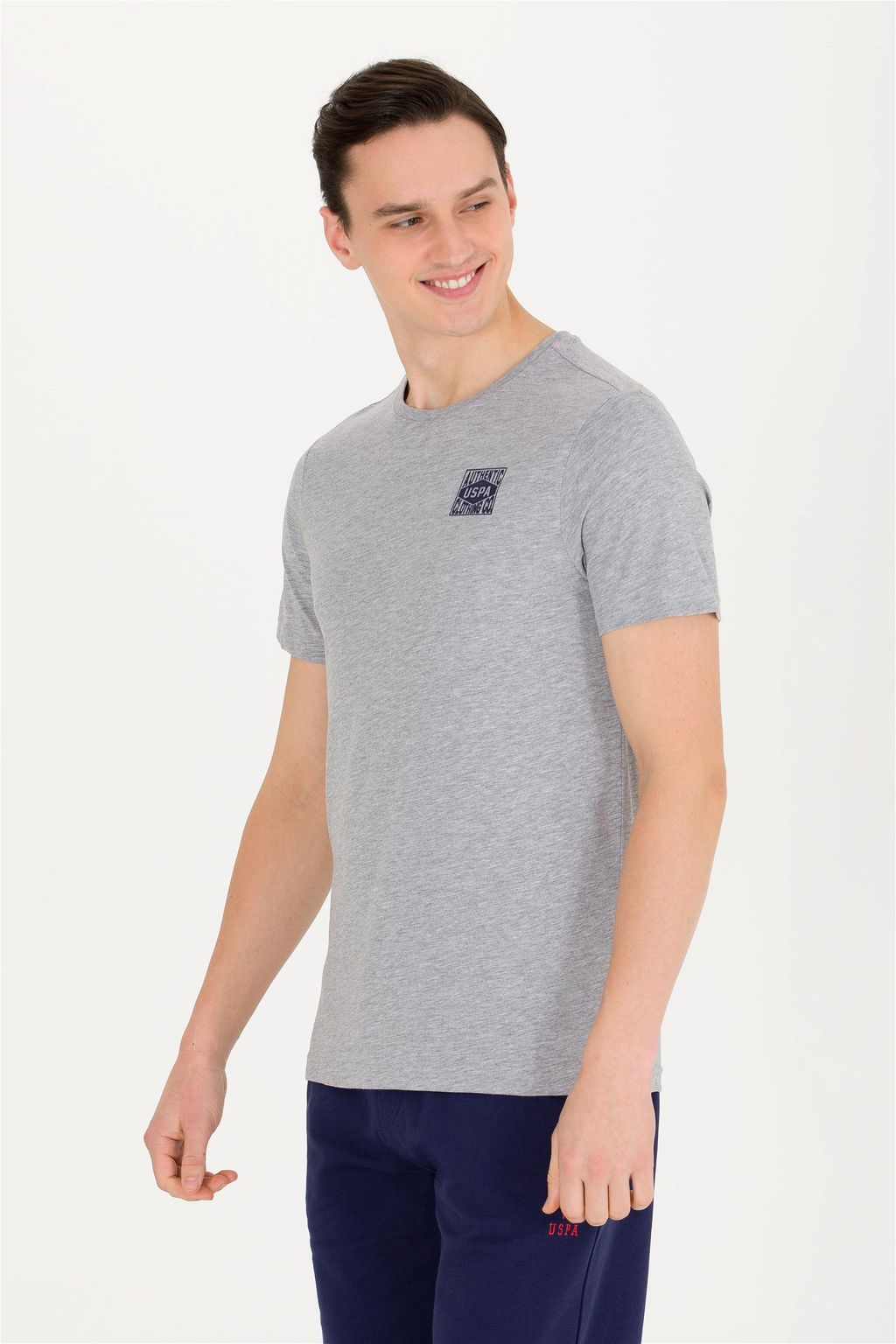 U. S. Polo Assn Мужская серая меланжевая футболка с круглым вырезом - U.s. polo assn фото 10