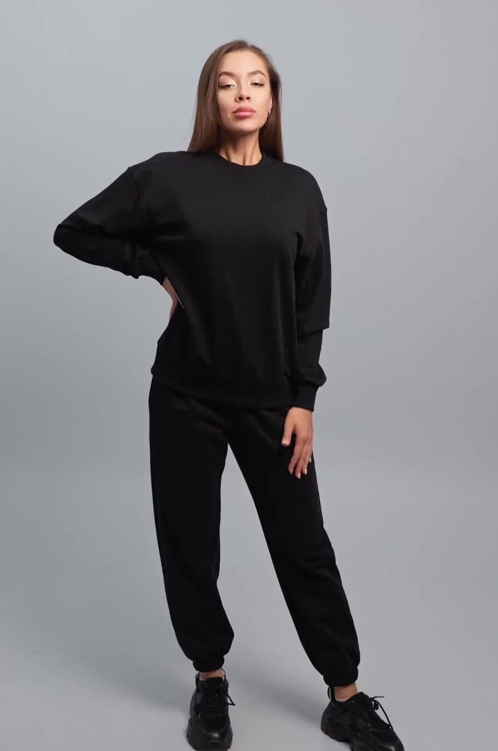 Женский костюм оверсайз из футера трехнитки Happyfox