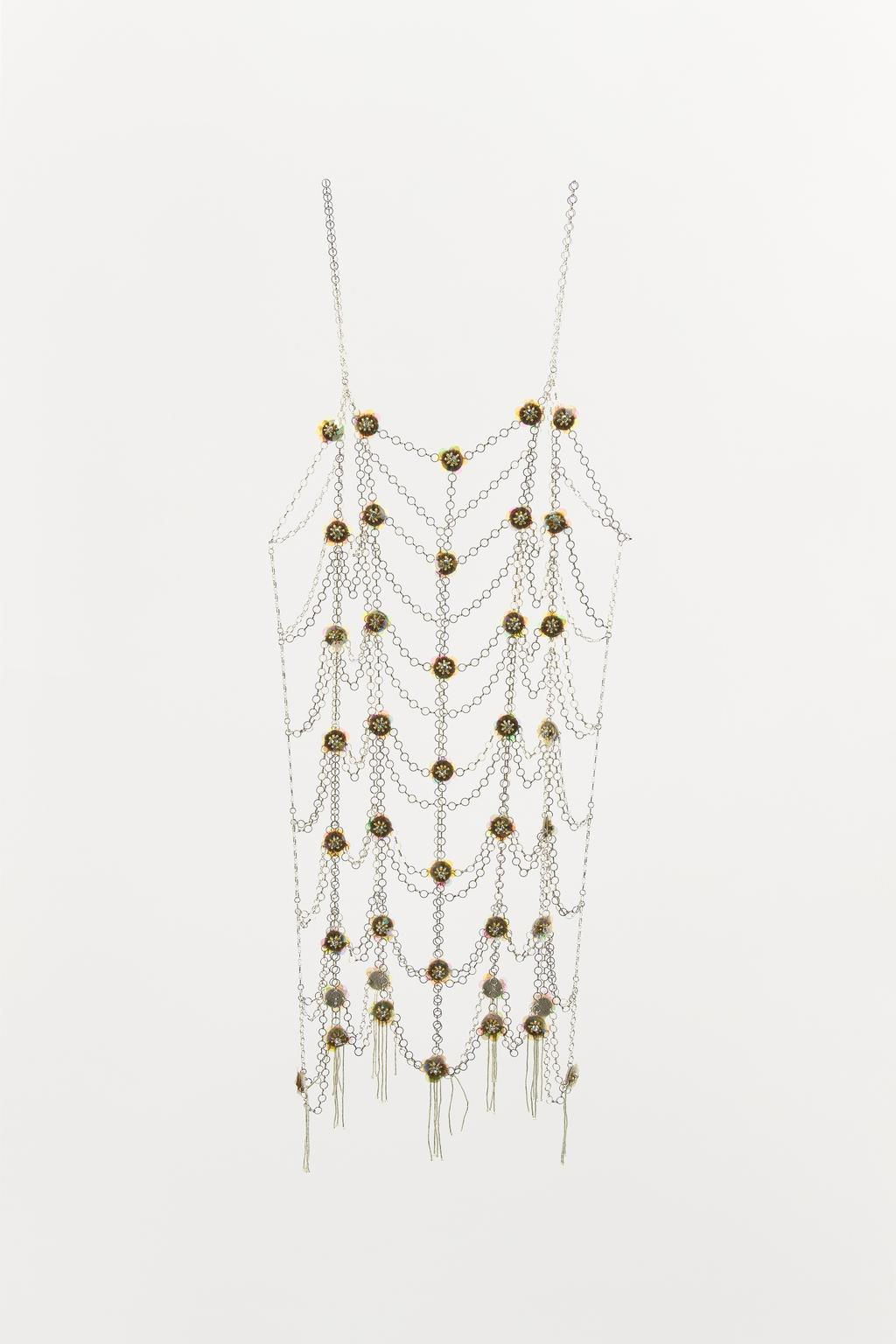 METALLIC DRESS WITH BEADS AND FLOWERS - Zara фото 3