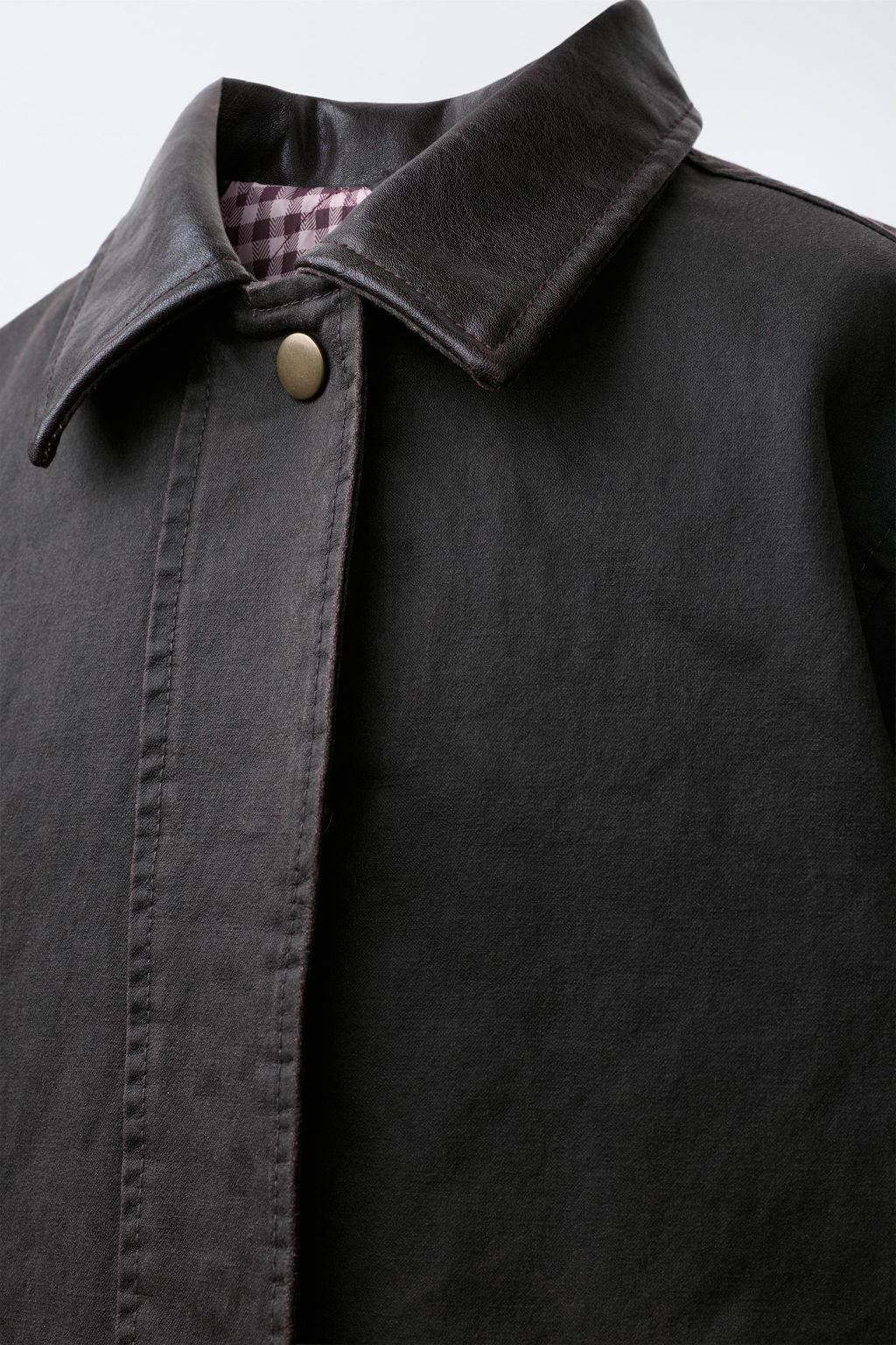 WAXED JACKET WITH LEATHER-EFFECT COLLAR - Zara фото 5