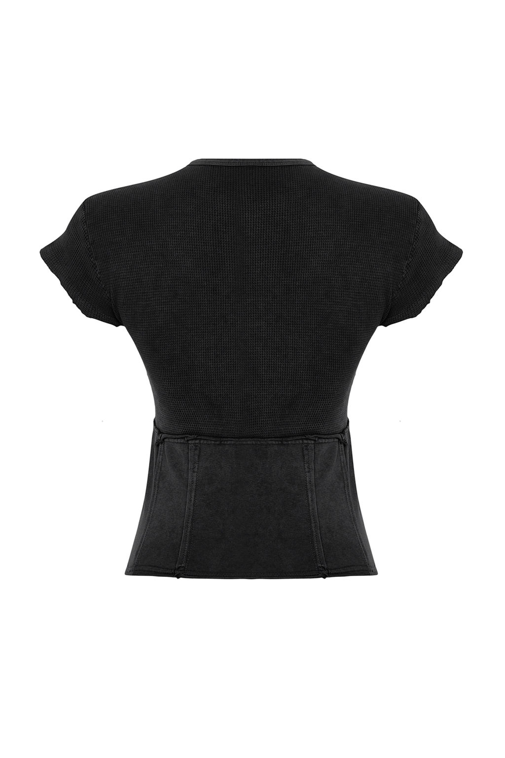 Antrasit Duz Y?kamal? Slim Bisiklet Yaka Crop Orme Bluz TWOSS24BZ00405