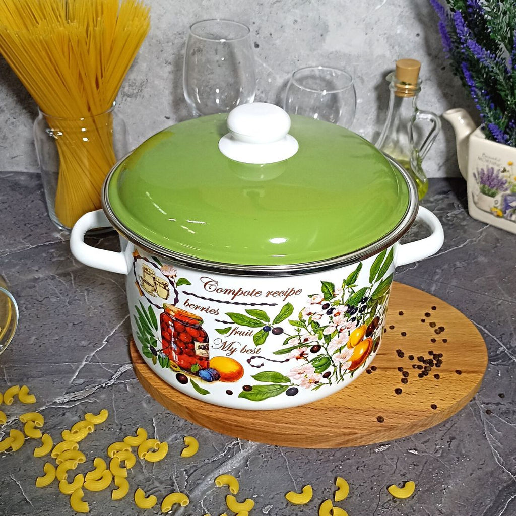Кастрюля 5,5л цил. Вкусный компот 6RD221М белосн.