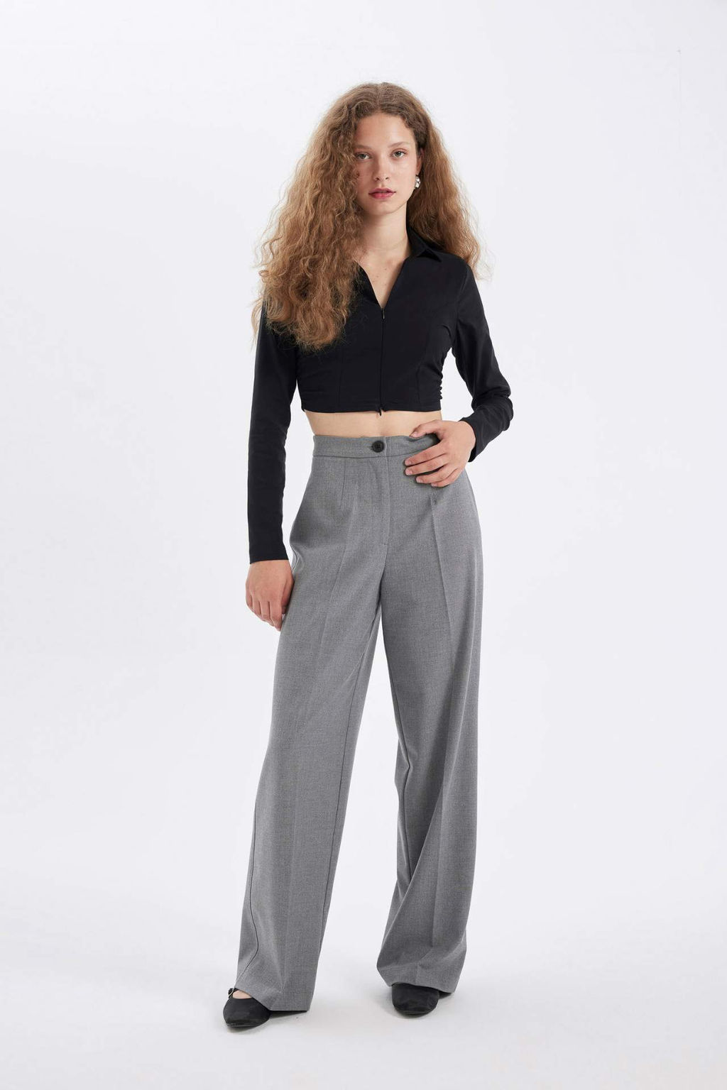 Standart Boy Pantolon Wide Leg Genis Bol Paca Basic Duz Yuksek Bel - Defacto фото 4