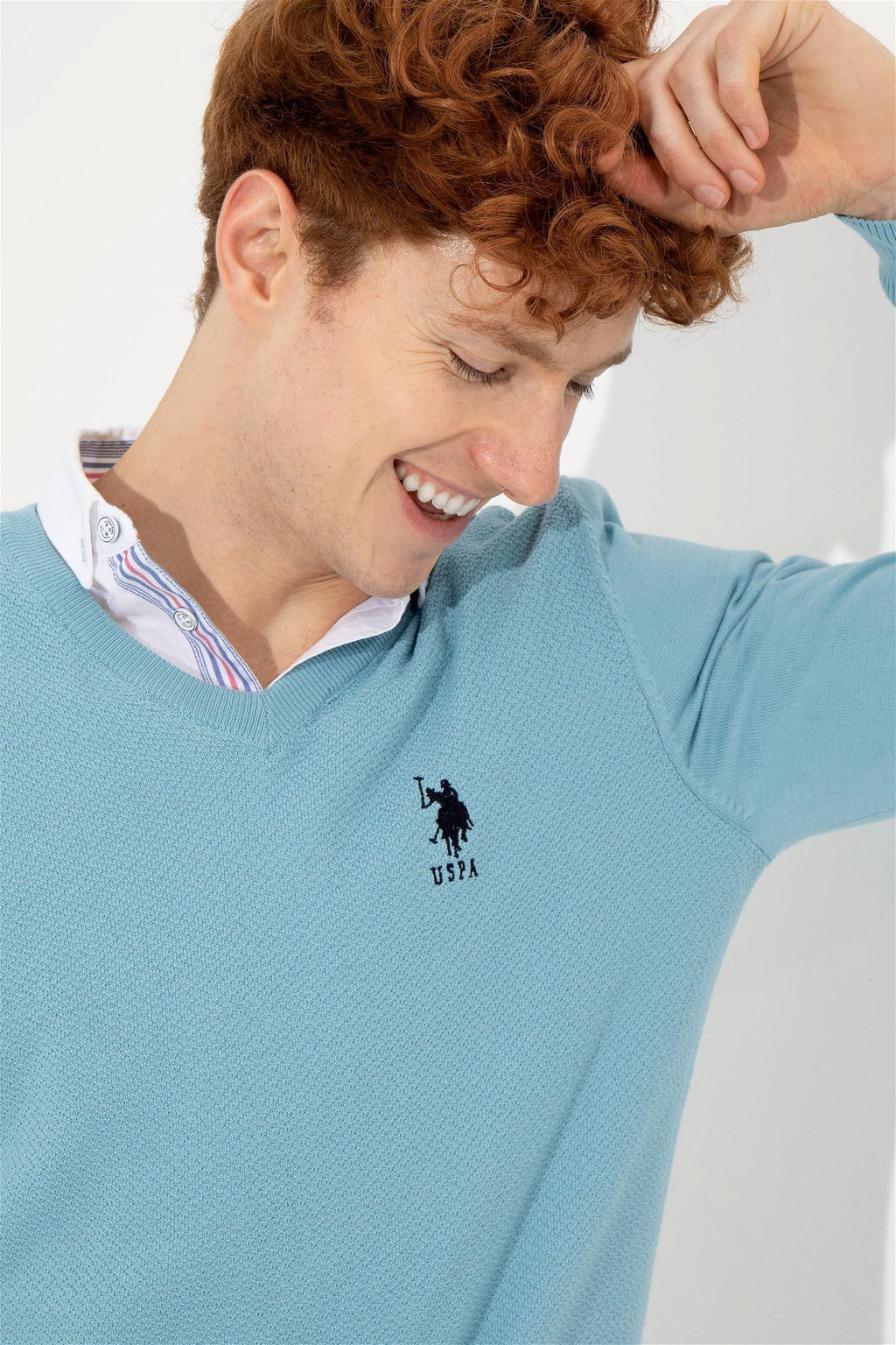 U. S. Polo Assn / Мужской синий базовый свитер - U.s. polo assn фото 8