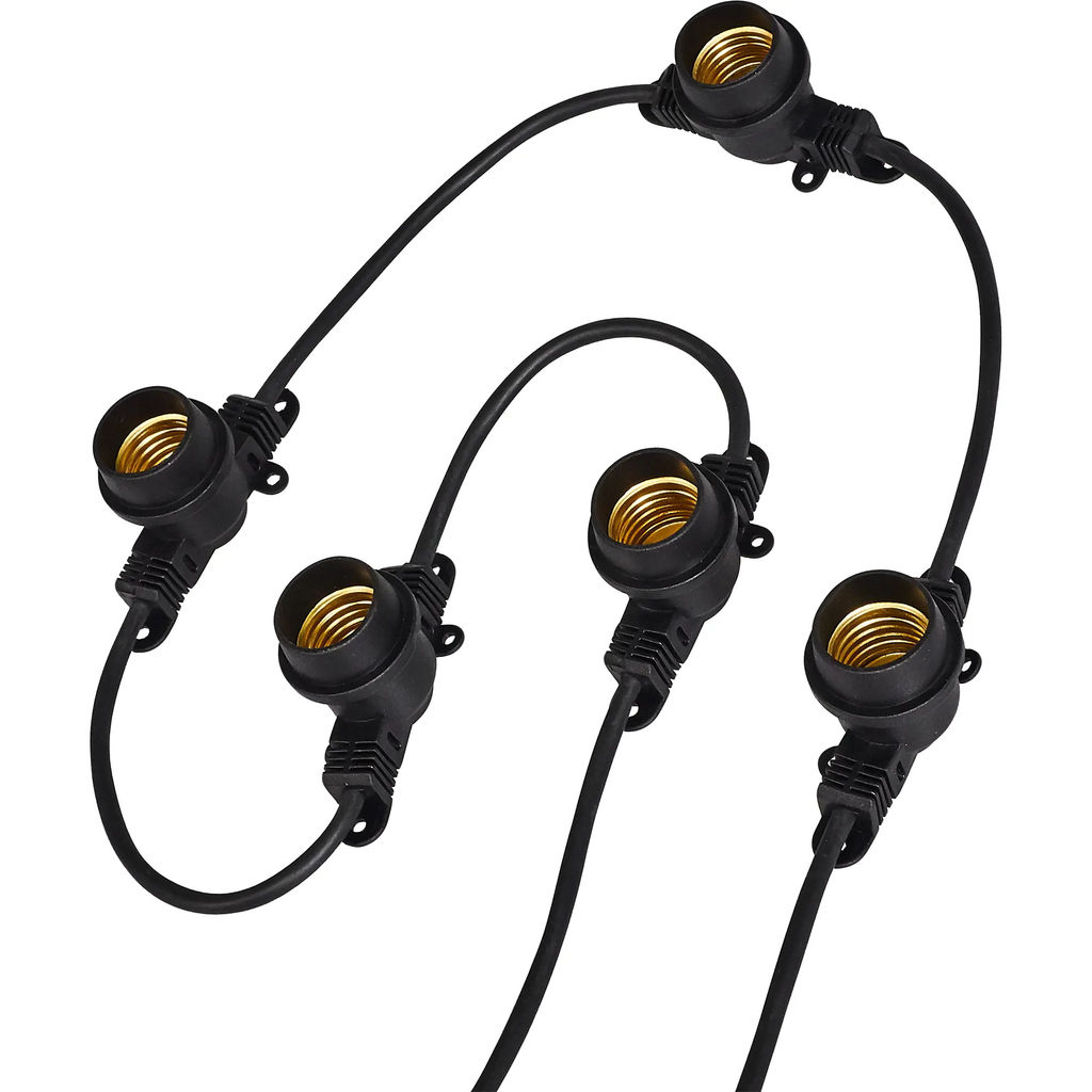 UDL-K110 40/E27/10M IP65 BLACK BELT-LIGHT Гирлянда Белт-лайт, 10 м + 1,5м сетевой шнур. 40 патронов E27, шаг 25см. Чёрная. TM Uniel. - Volpe фото 2