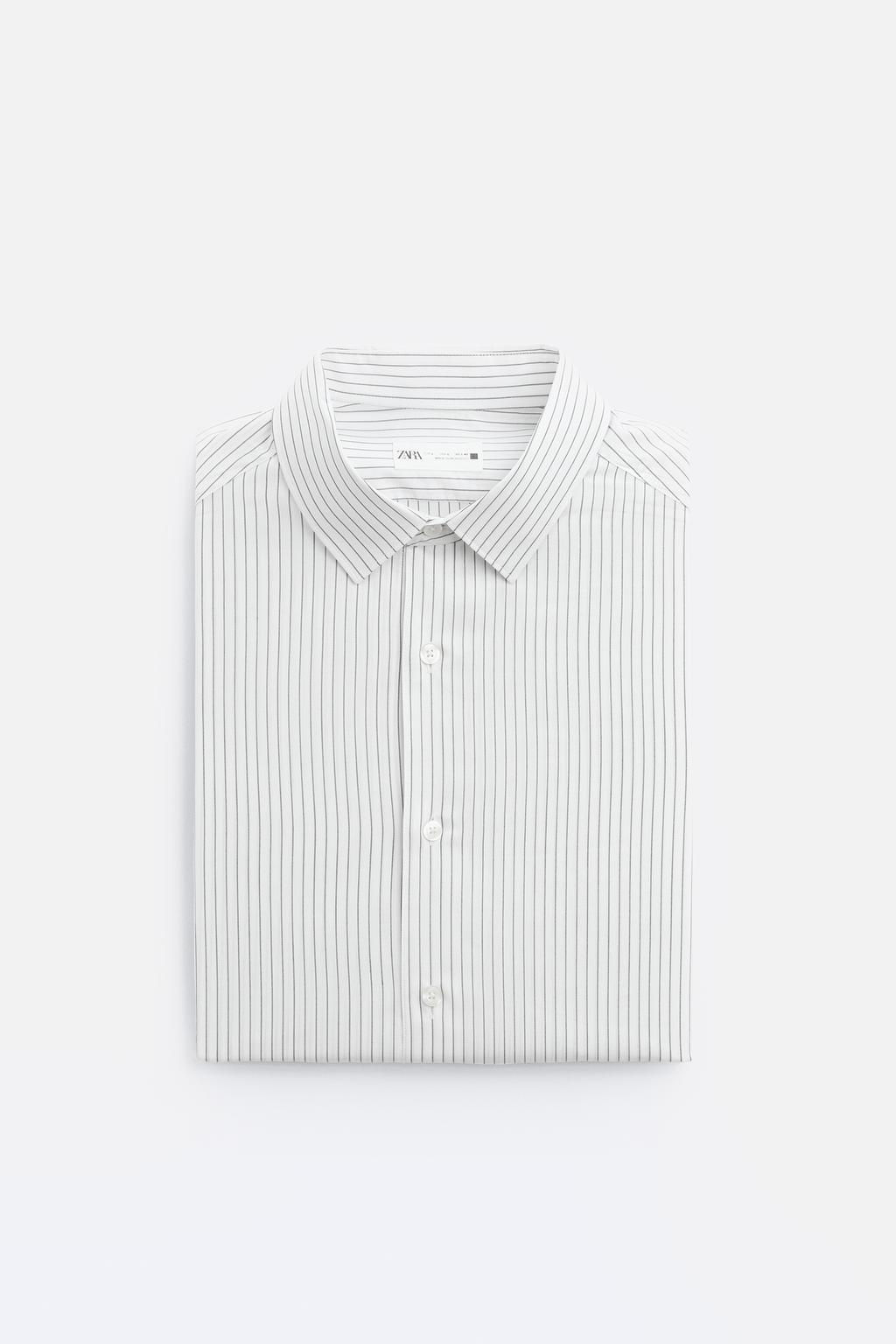 STRIPED COTTON - LYOCELL SHIRT - Zara фото 9