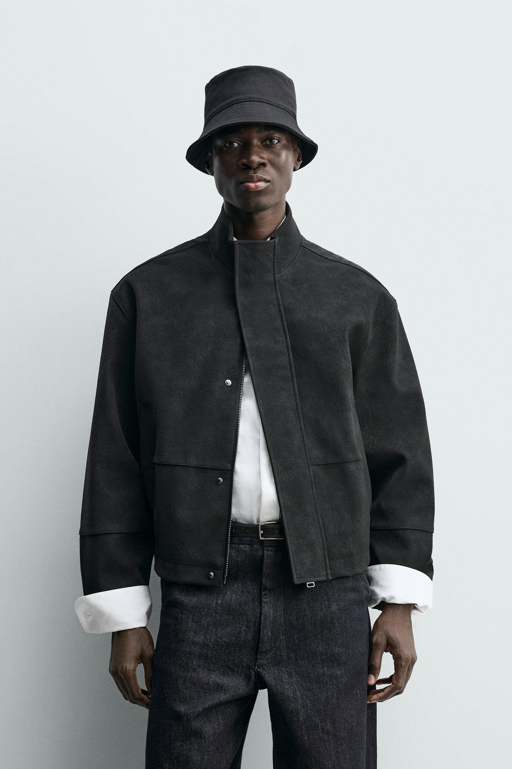 TEXTURED LEATHER EFFECT JACKET - Zara фото 10