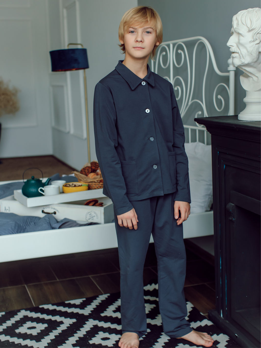 Пижама для мальчика подростка, синий - Lesi kids фото 9