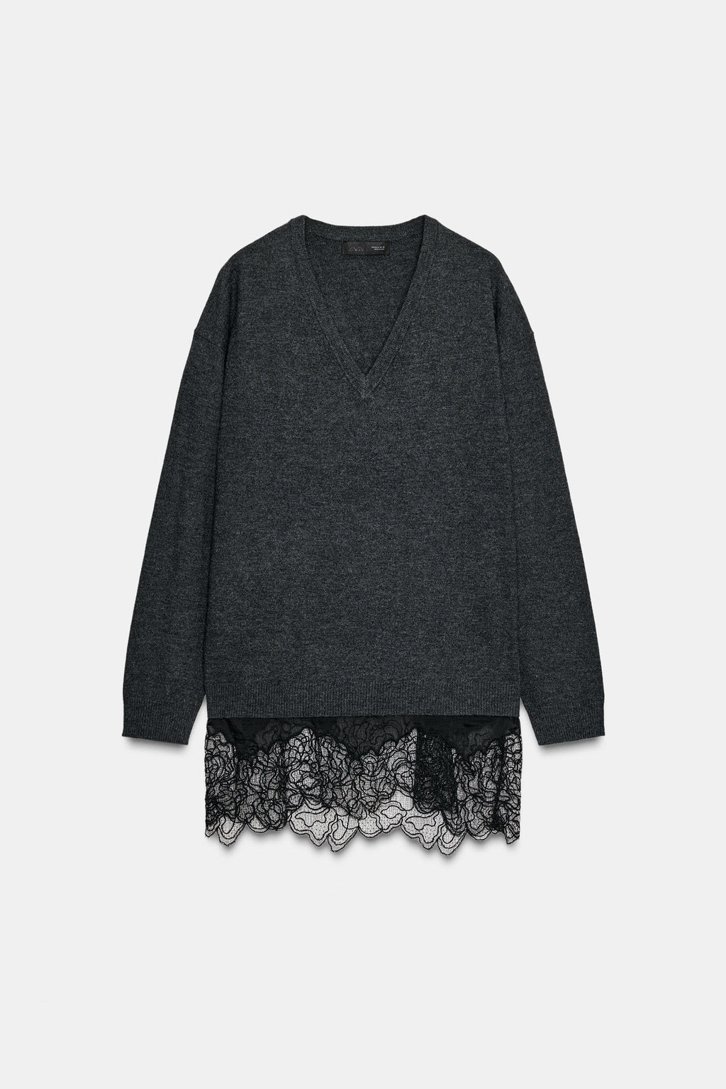 LONG KNIT JUMPER WITH LACE DETAIL - Zara фото 18