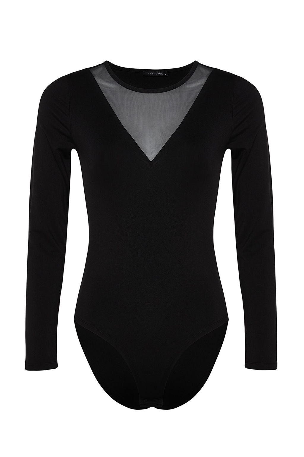 Siyah Bisiklet Yaka Tul Dekolteli Alttan C?tc?tl? Esnek Orme Body TWOAW24BD00012