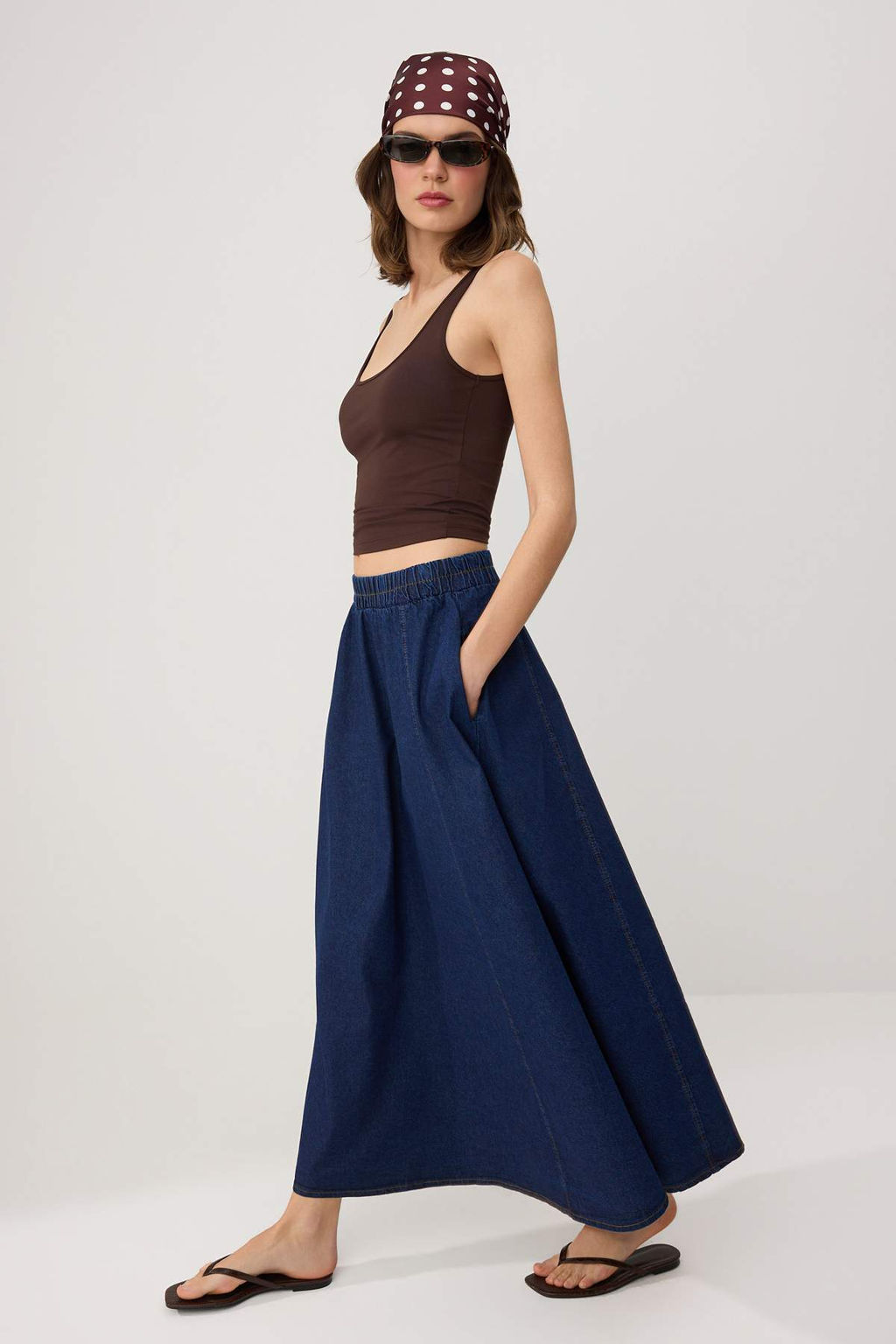 Mavi Volanl? Maxi Denim Etek TWOSS26ET00202 - Trendyolmilla фото 6