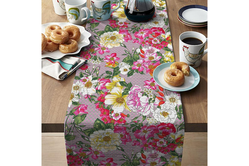 Салфетка-дорожка на стол хлопковая Цветочная феерия рис. 29026 вид 1 тк - Наталья-текстиль фото 2