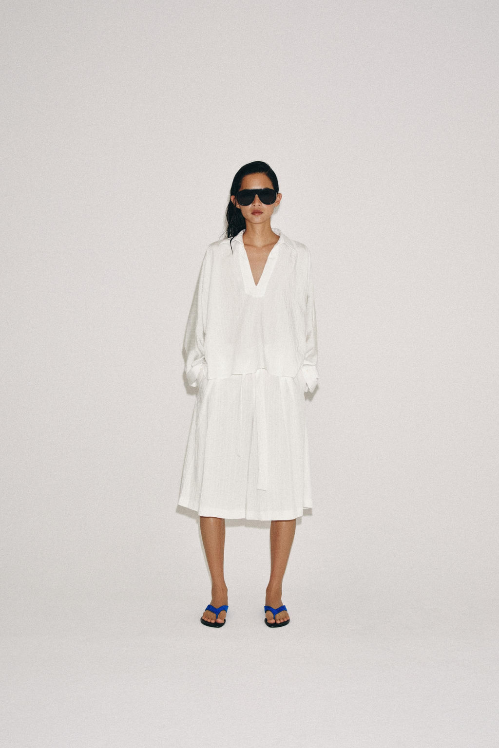 CAMISA OVERSIZE ESTRUCTURA ZW COLLECTION / Blanco roto - Zara фото 3
