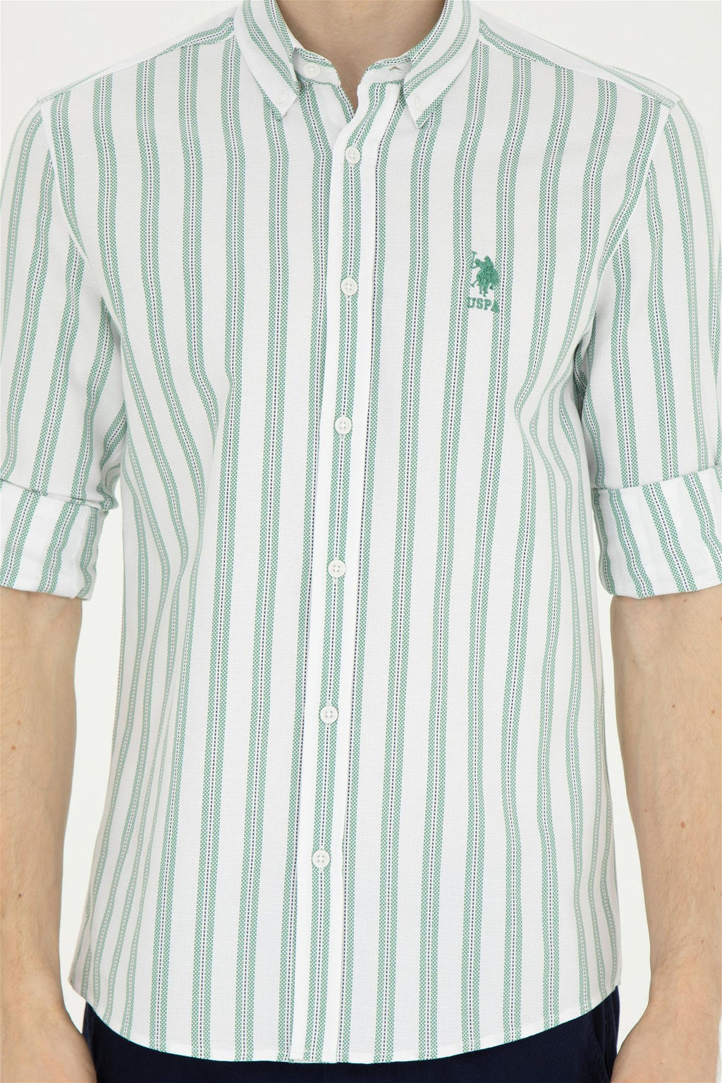 Мужская зеленая рубашка с длинным рукавом - U.s. polo assn фото 6