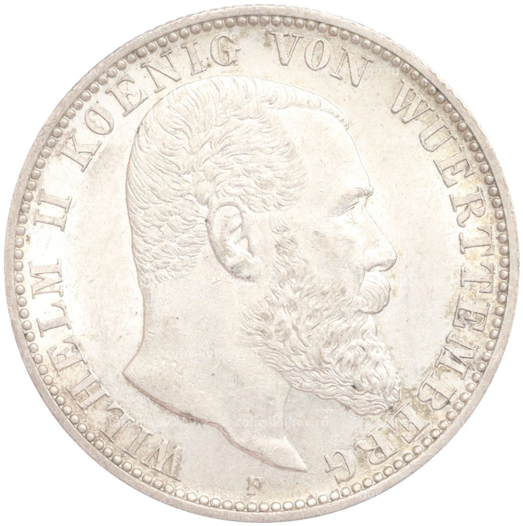 2 марки 1906 года F Германия (Вюртемберг)