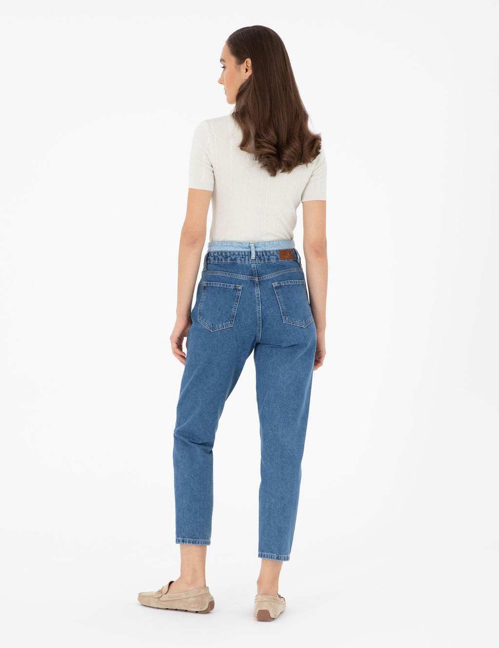 Koyu _ndigo Mom High Waist Fit Jean Pantolon
