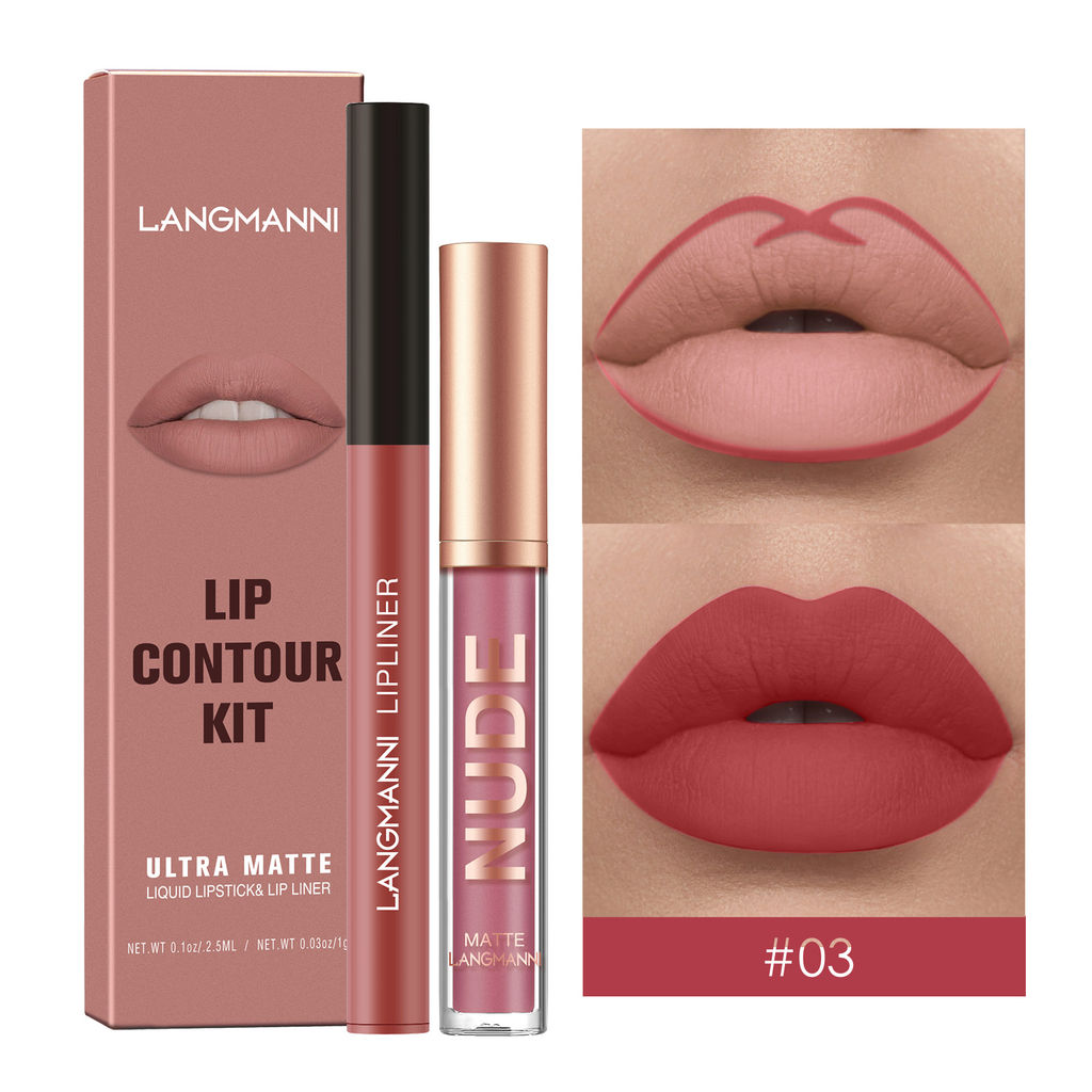Langmanni Matte Lip Gloss Комбинированный Набор Для Макияжа тон 03