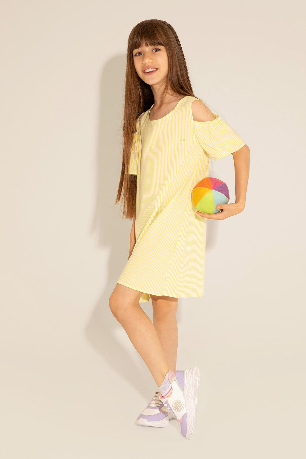 Неоново-желтое тканое платье для девочки - U.s. polo assn фото 5