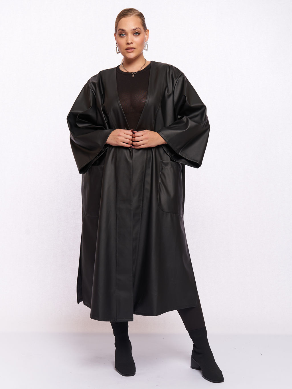 Кардиган кожаный KA05109BLK01