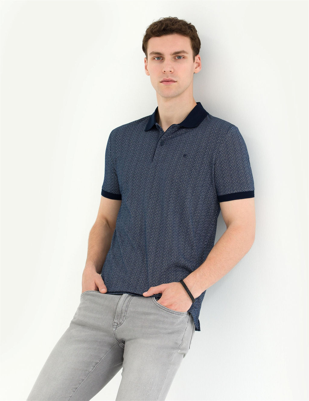 Lacivert Slim Fit Polo Yaka Ti__rt