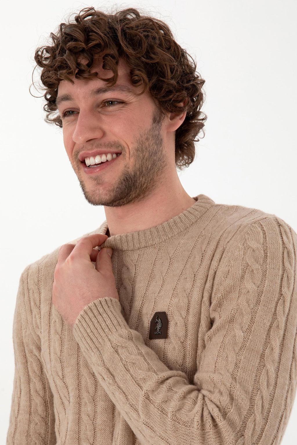 Erkek Regular Fit Bisiklet Yaka Kum Melanj Kazak - U.s. polo assn фото 2