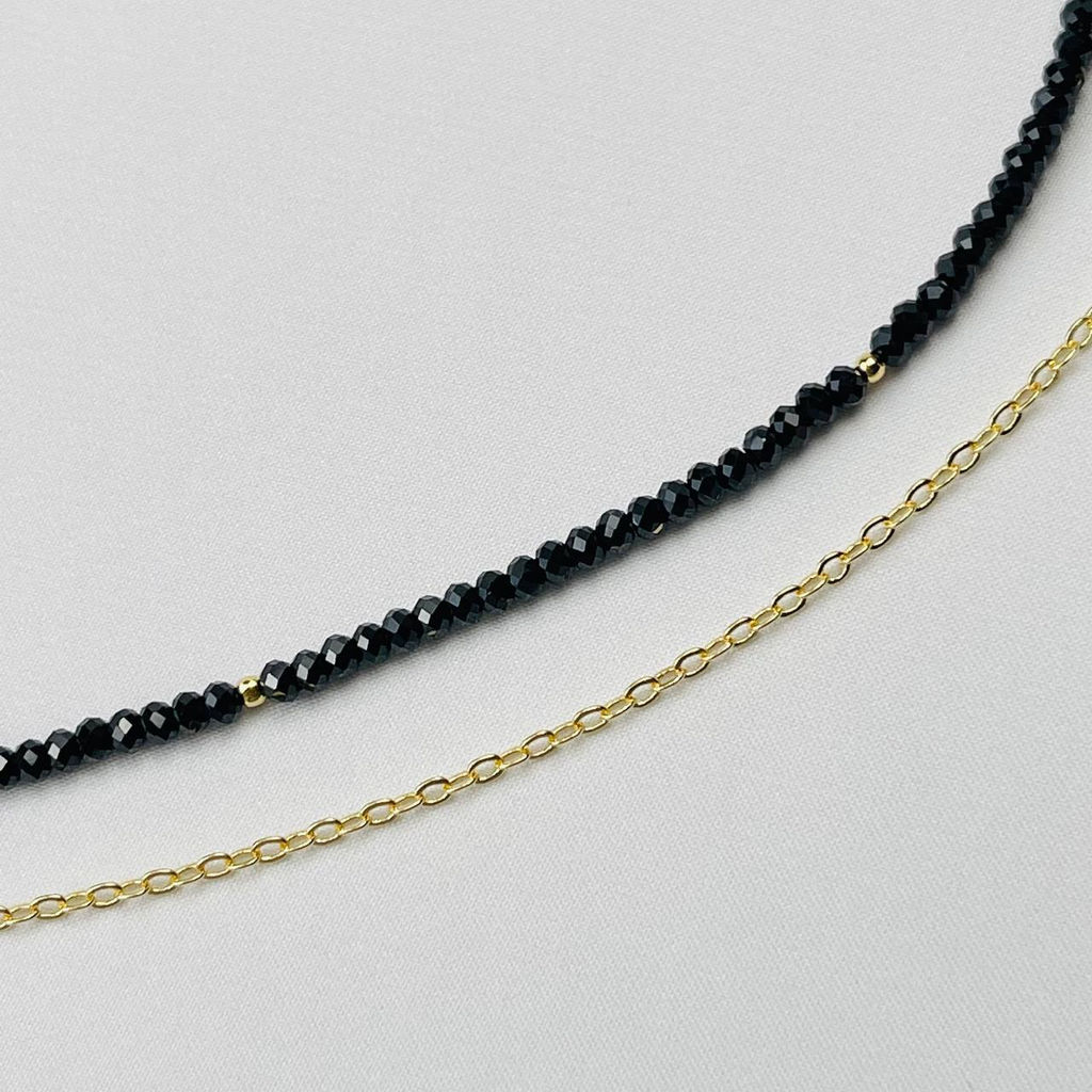 Колье из черной Шпинели с подвеской из Обсидиана 41/44 см +