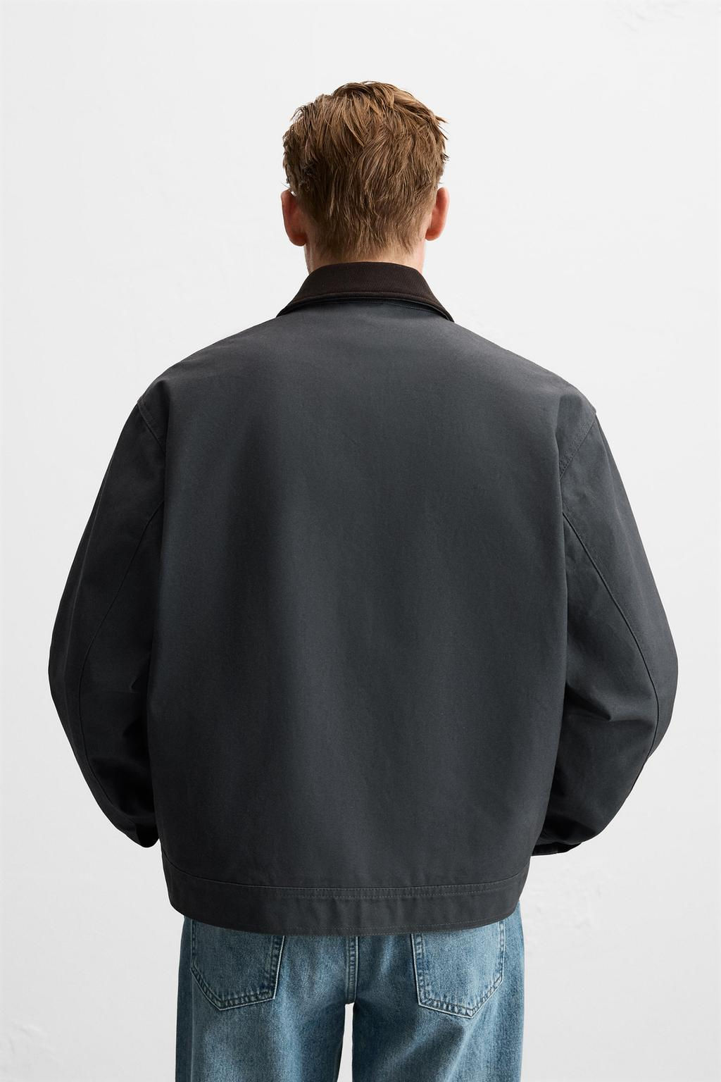 CONTRAST COLLAR CROPPED FIT JACKET - Zara фото 3