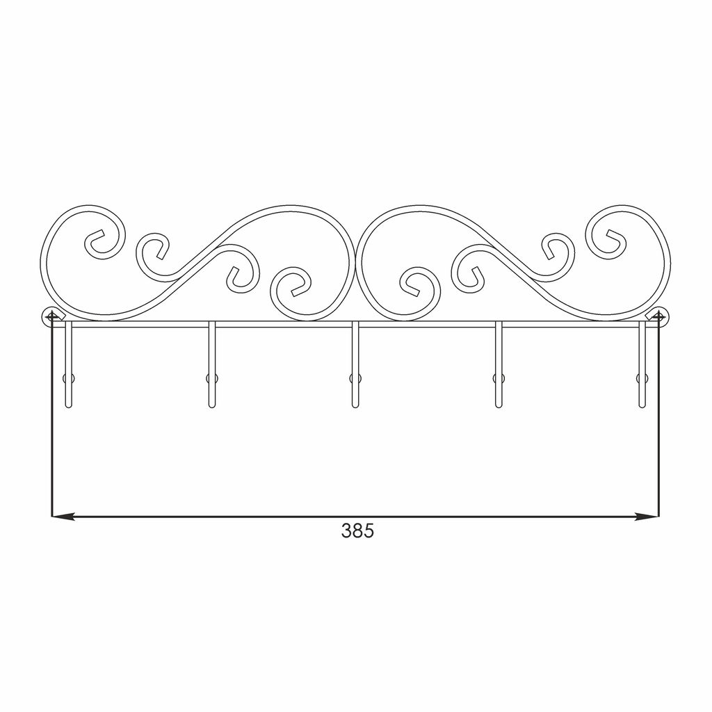 Вешалка настенная металл. "Кружева 5" 40см (5 рожков, медный антик/коричневый)